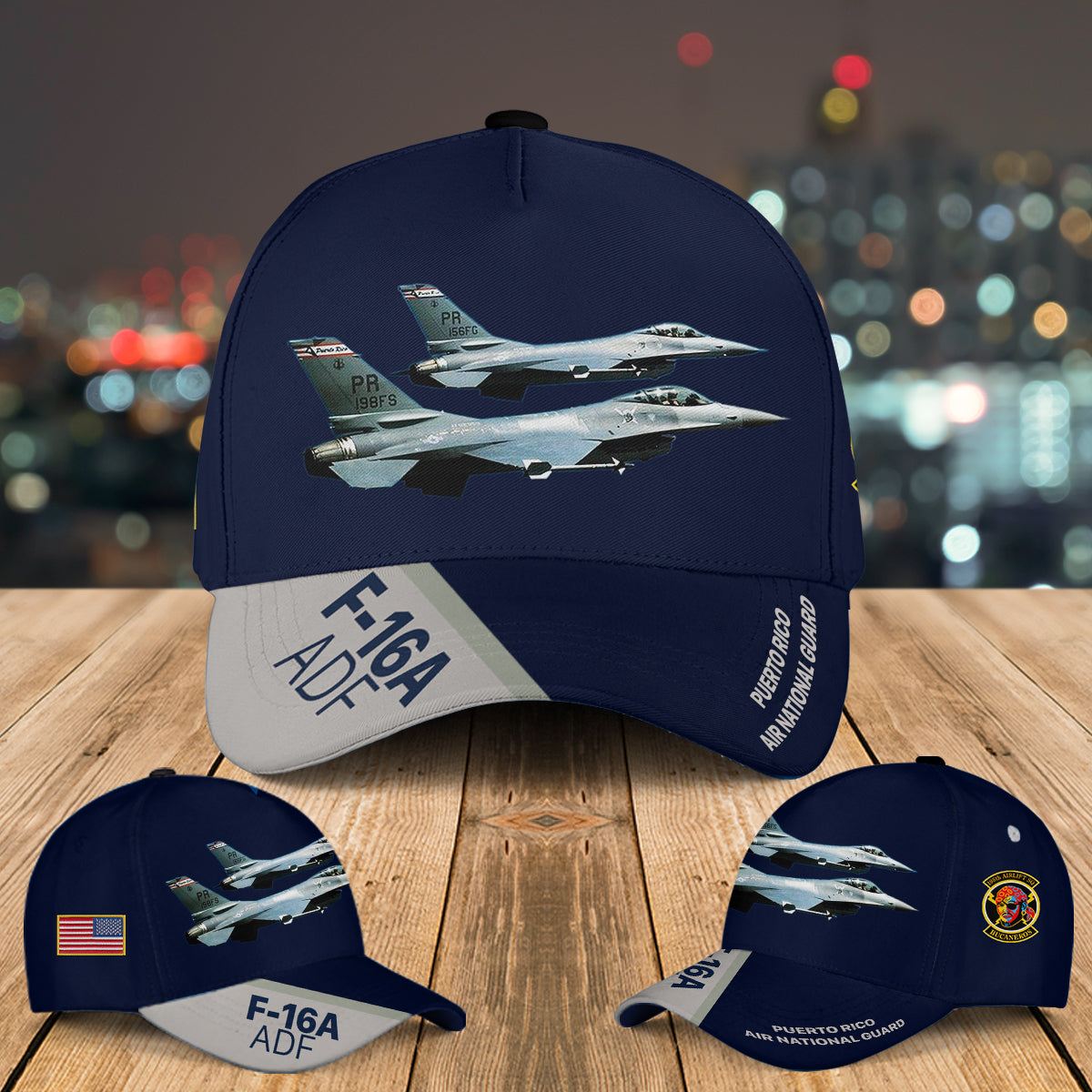 US Air Force Puerto Rico Air National Guard 198th Fighter Squadron F-16 Baseball Cap