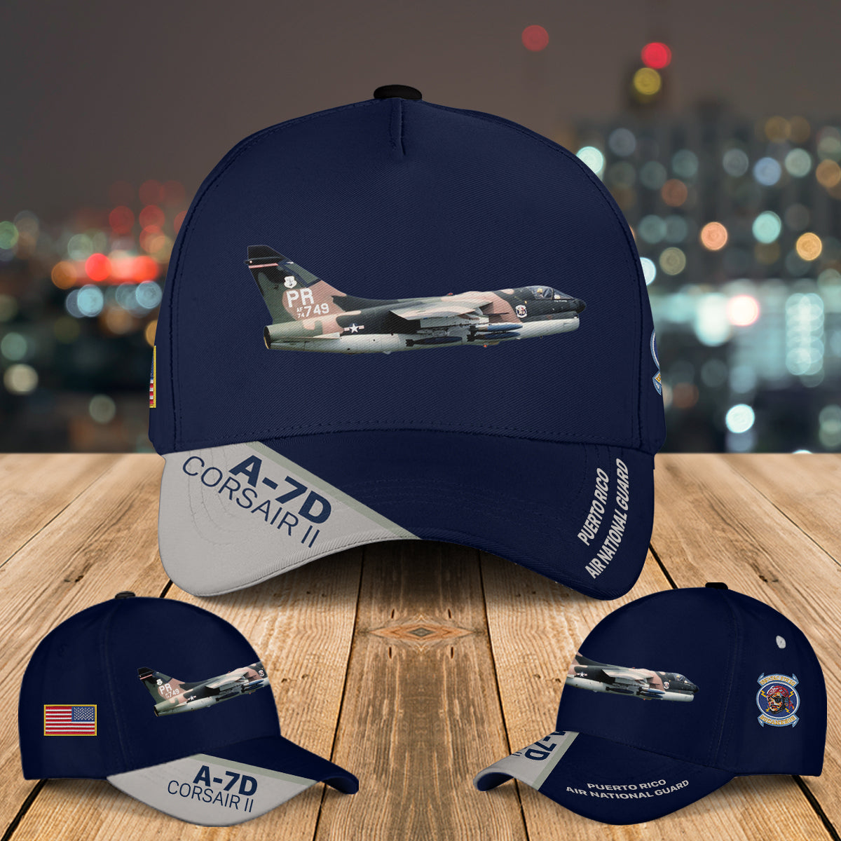 US Air Force Puerto Rico Air National Guard A-7D Corsair II 198th Tactical Fighter Squadron Baseball Cap