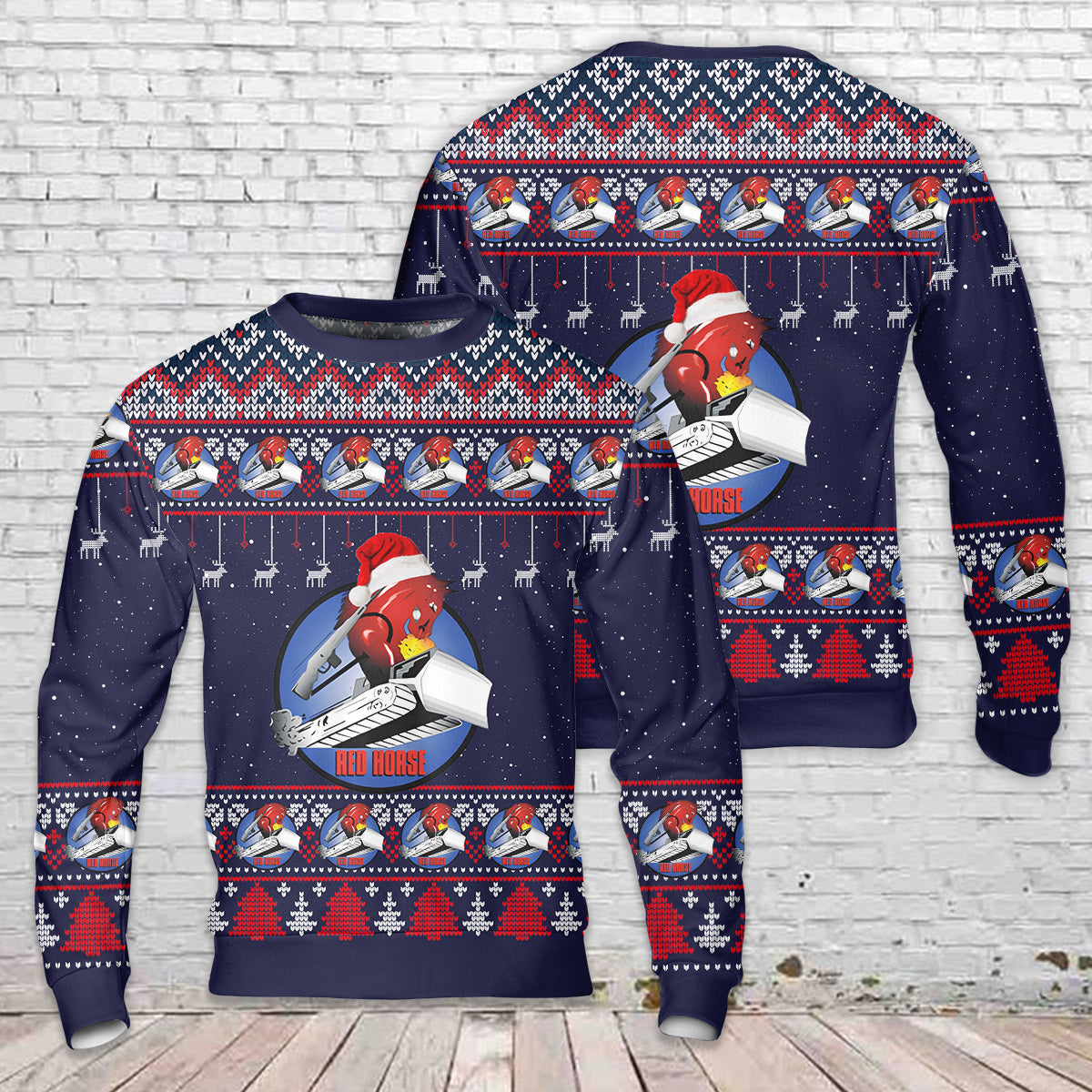 US Air Force Rapid Engineer Deployable Heavy Operational Repair Squadron Engineer (RED HORSE) Christmas Sweater