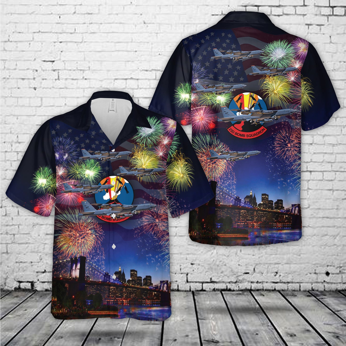 US Air Force Boeing B-52H Stratofortress 60-0026 MT 23d Bomb Squadron (23 BS) Bomber Barons, 4th Of July Hawaiian Shirt