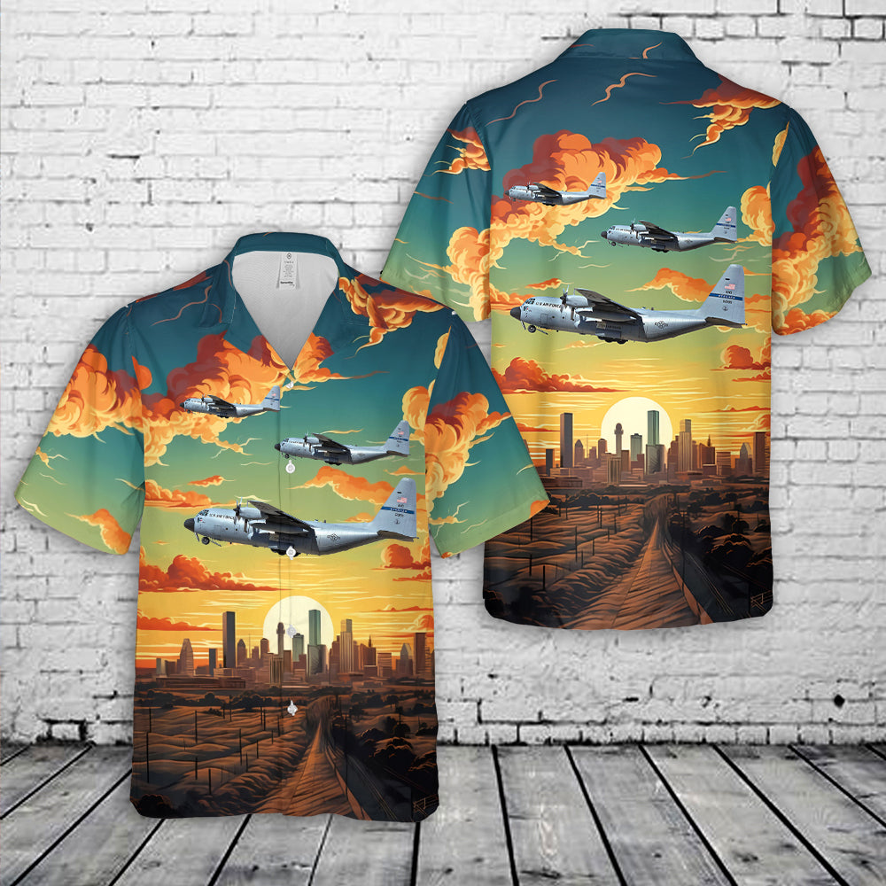 US Air Force Texas Air National Guard 181st Airlift Squadron Lockheed C-130H-LM Hercules 85-1365 Hawaiian Shirt