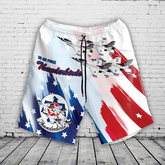 US Air Force Thunderbirds, Red White And Blue Hawaiian Shorts