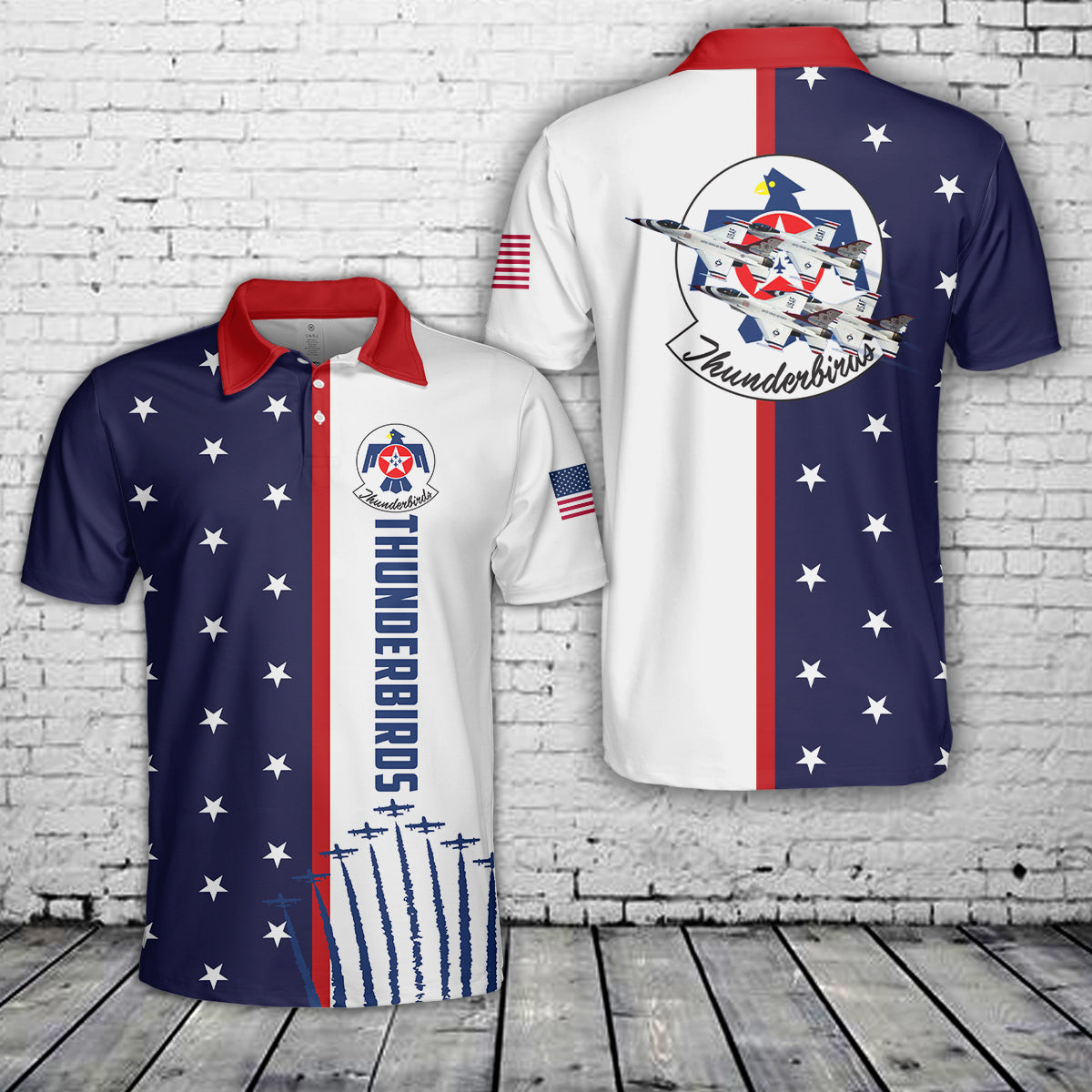 US Air Force Thunderbirds, Red White And Blue Polo Shirt