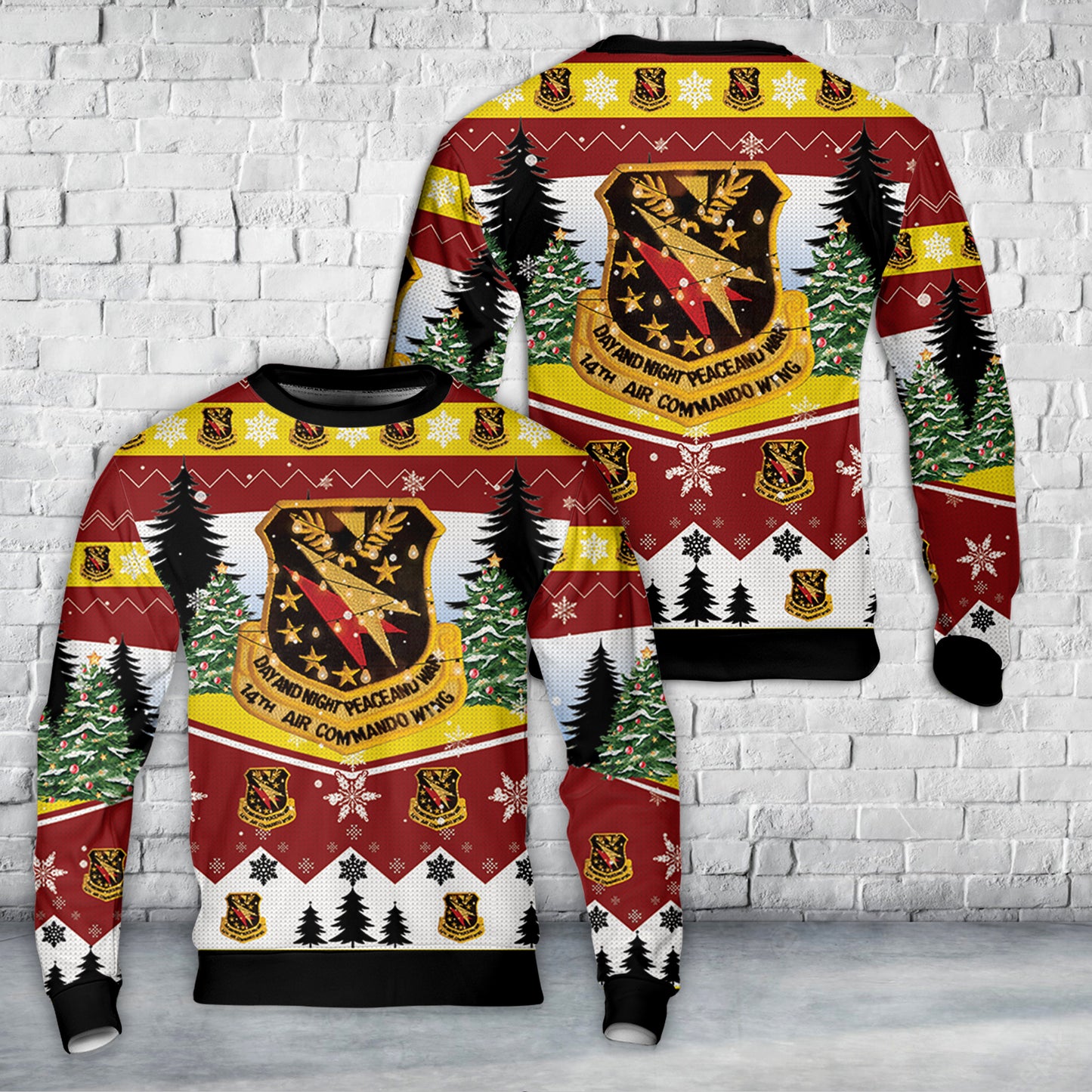 US Air Force USAF Vietnam 14th Air Commando Wing Christmas AOP Sweater