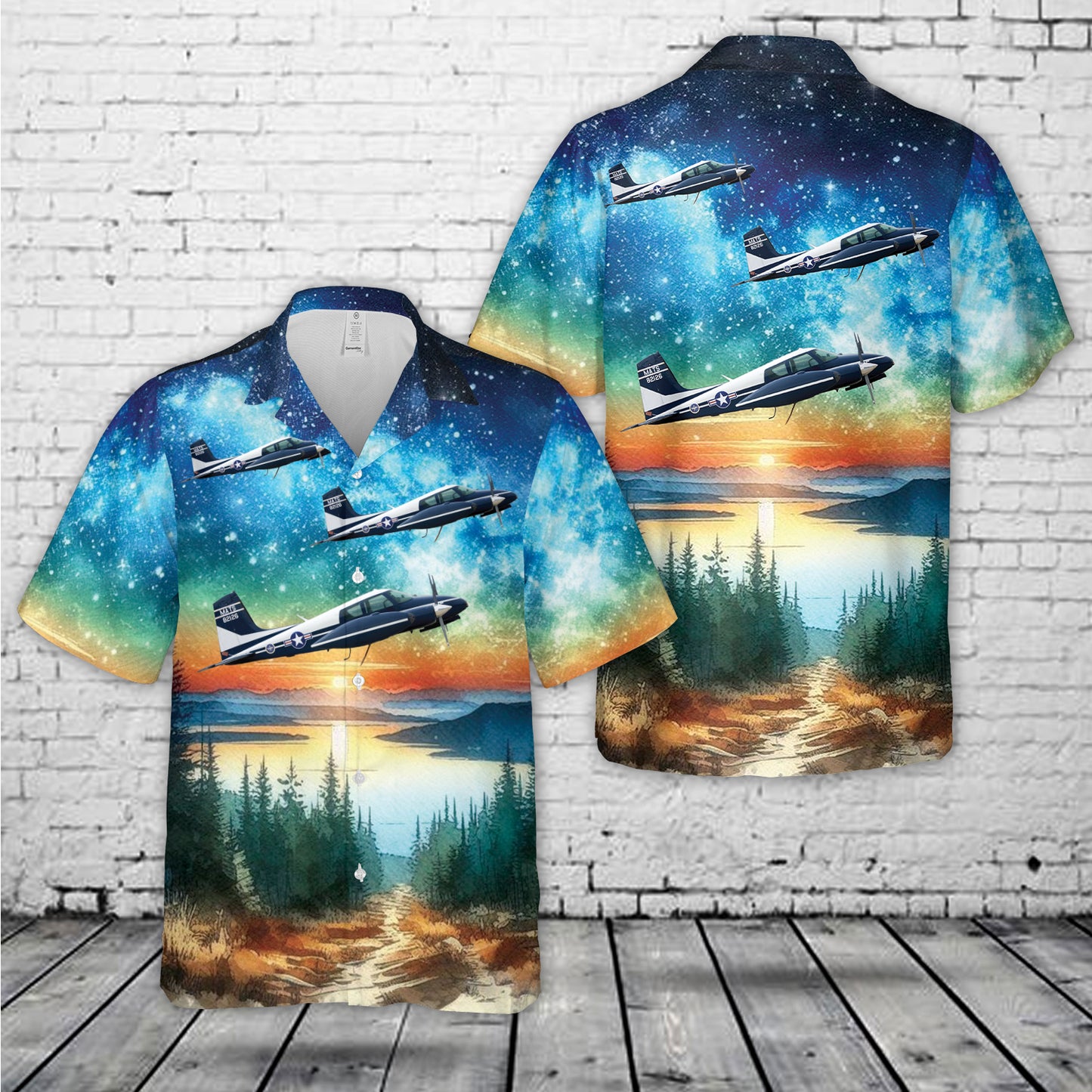 US Air Force Cessna U-3A Blue Canoe Hawaiian Shirt