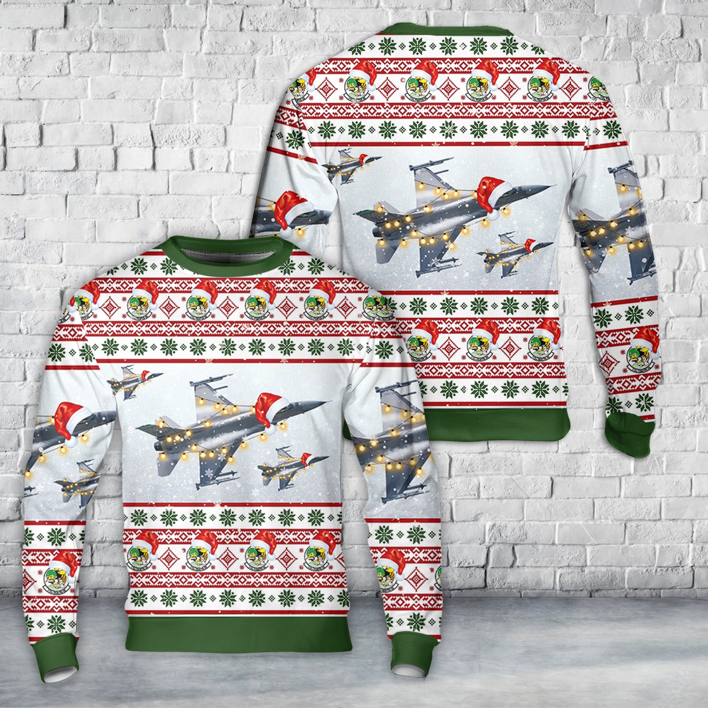 US Air Force Ohio Air National Guard 180th Fighter Wing, 112th Fighter Squadron F-16 Fighting Falcon Christmas AOP Sweater