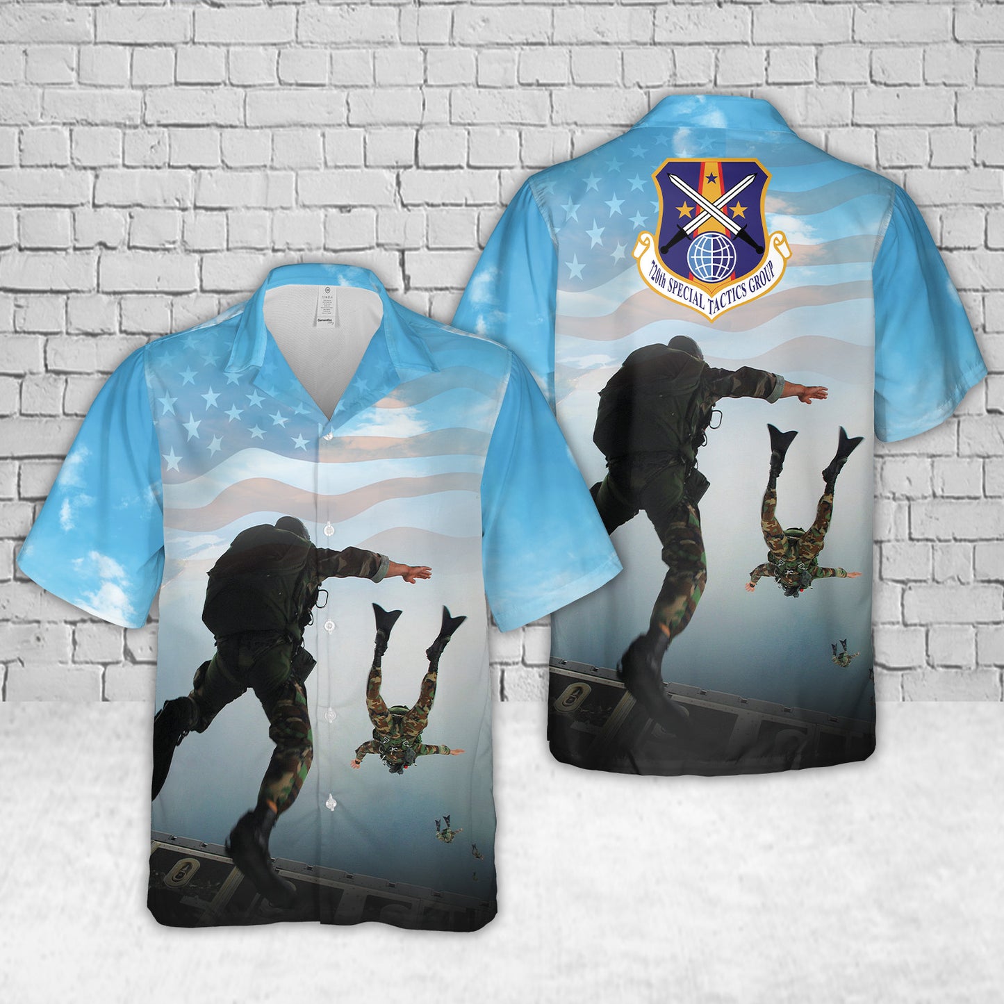 US Air Force paratroopers 720th Special Tactics Group jumping from a C-130J Hercules Hawaiian Shirt