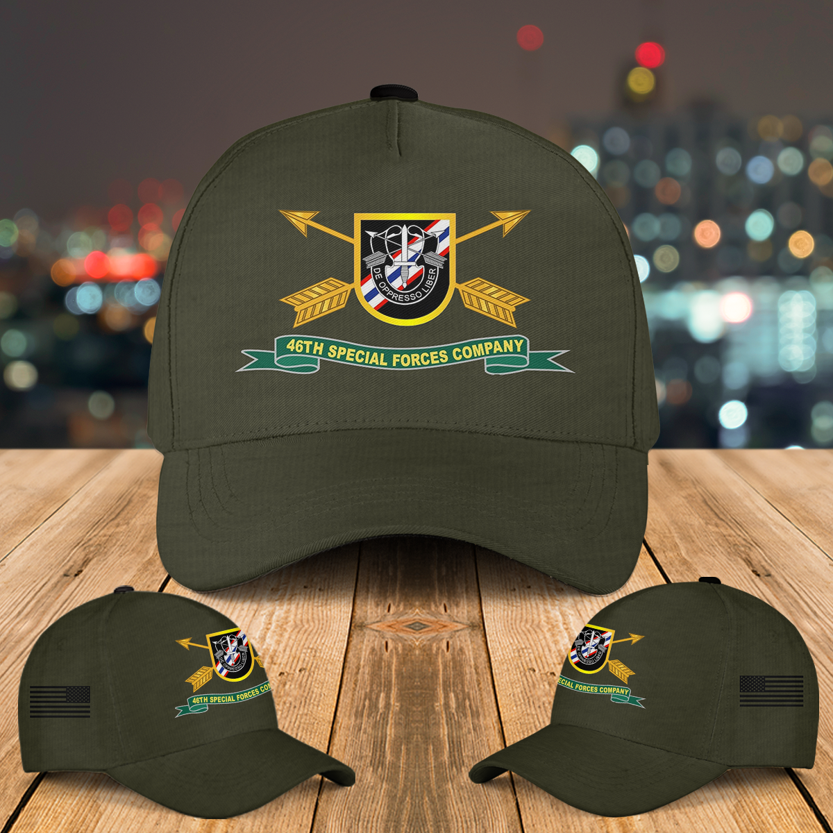 US Army - 46th Special Forces Company - Flash w Br - Ribbon Baseball Cap