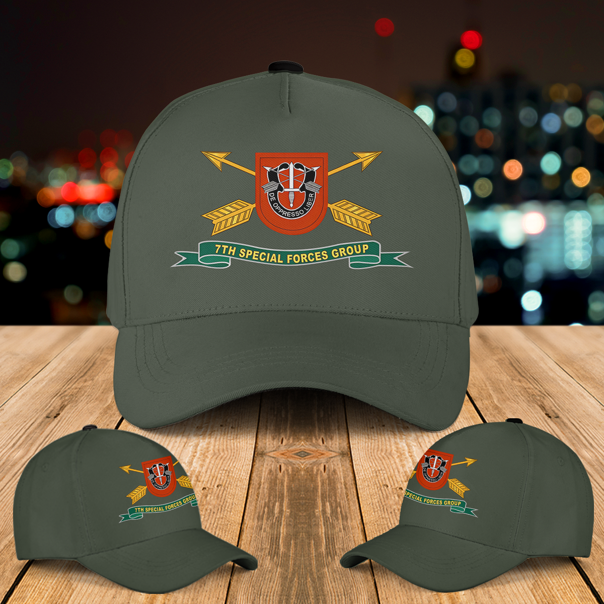 US Army - 7th Special Forces Group - Flash w Br - Ribbon Baseball Cap