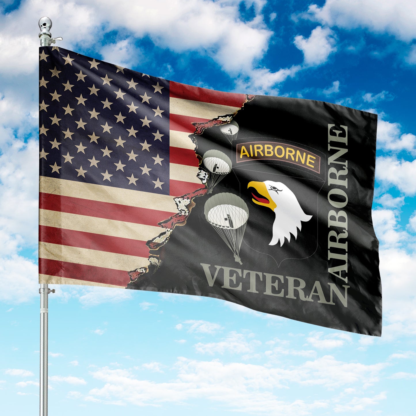 US Army 101st Airborne - Screaming Eagles Veteran House Flag
