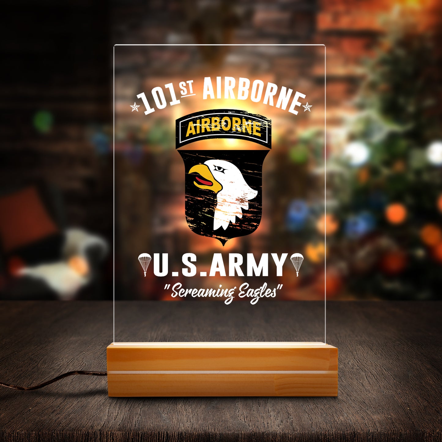 US Army 101st Airborne Division Custom Shape Photo Night Light