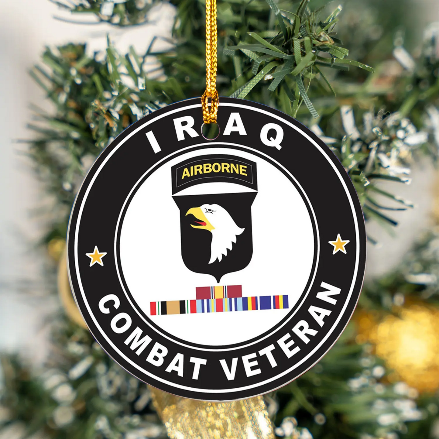 US Army 101st Airborne Iraq Campaign with ribbons Ceramic Ornament