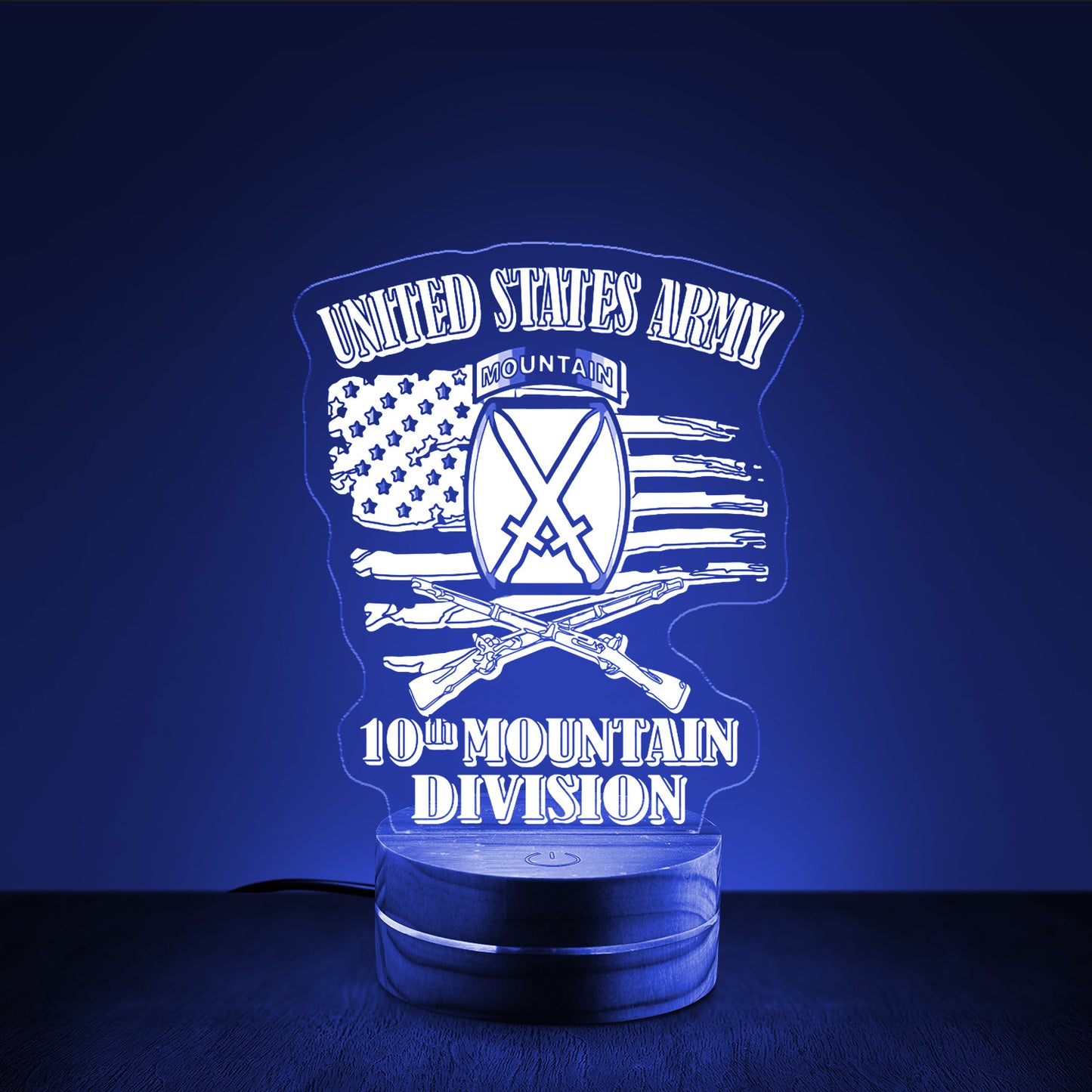US Army 10Th Mountain Division Custom Shape Photo Night Light