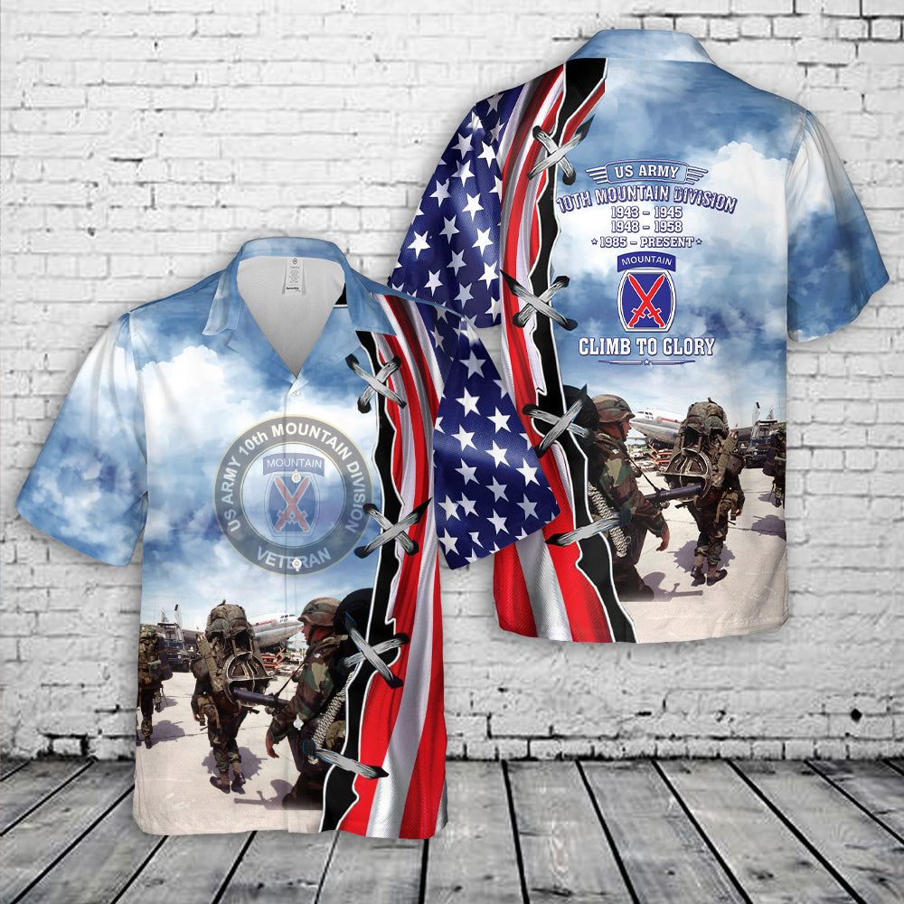 US Army 10th Mountain Division Veteran Hawaiian Shirt