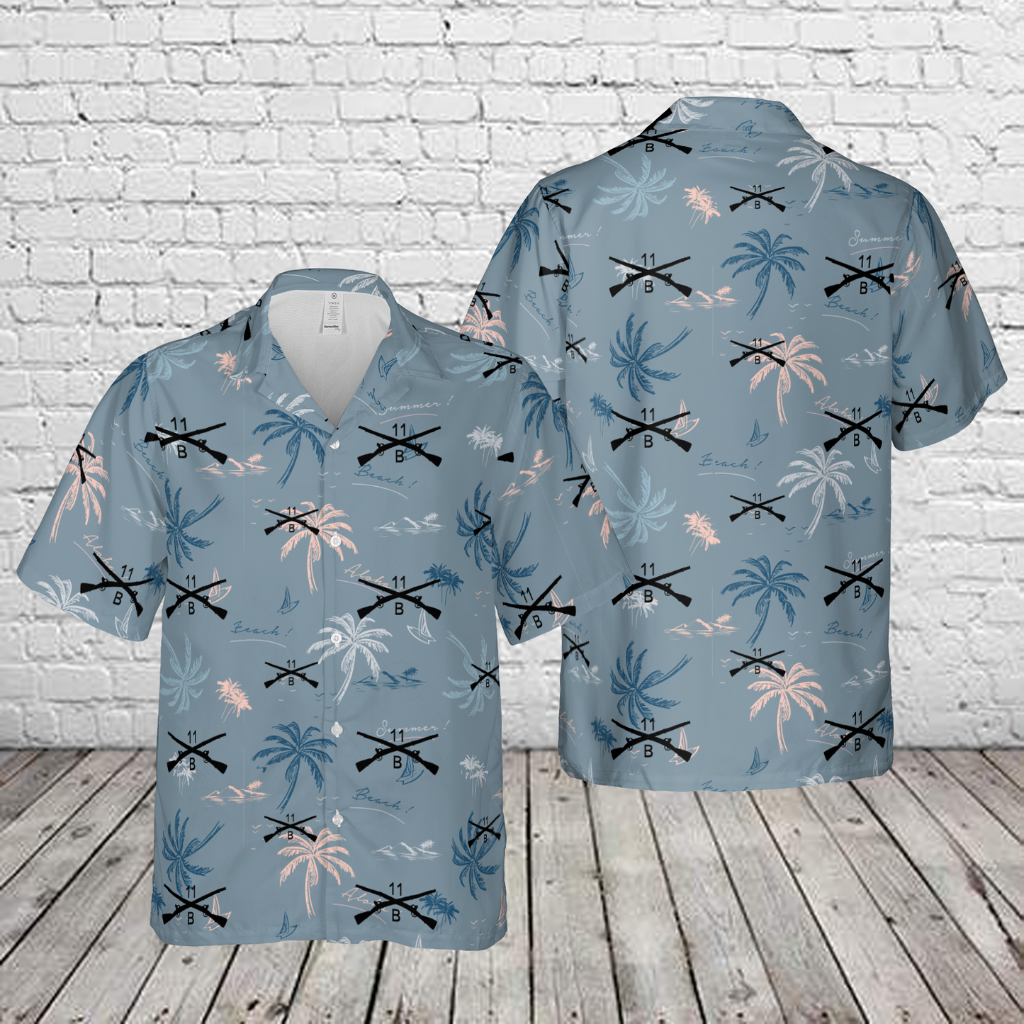 US Army 11 Bravo Infantryman Crossed Riffles Hawaiian Shirt