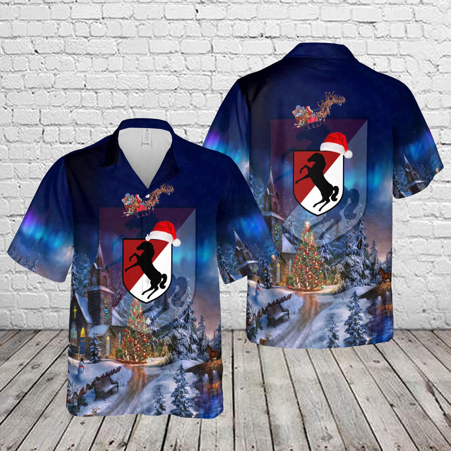 US Army 11th Armored Cavalry Regiment 11th ACR Blackhorse Christmas Hawaiian Shirt