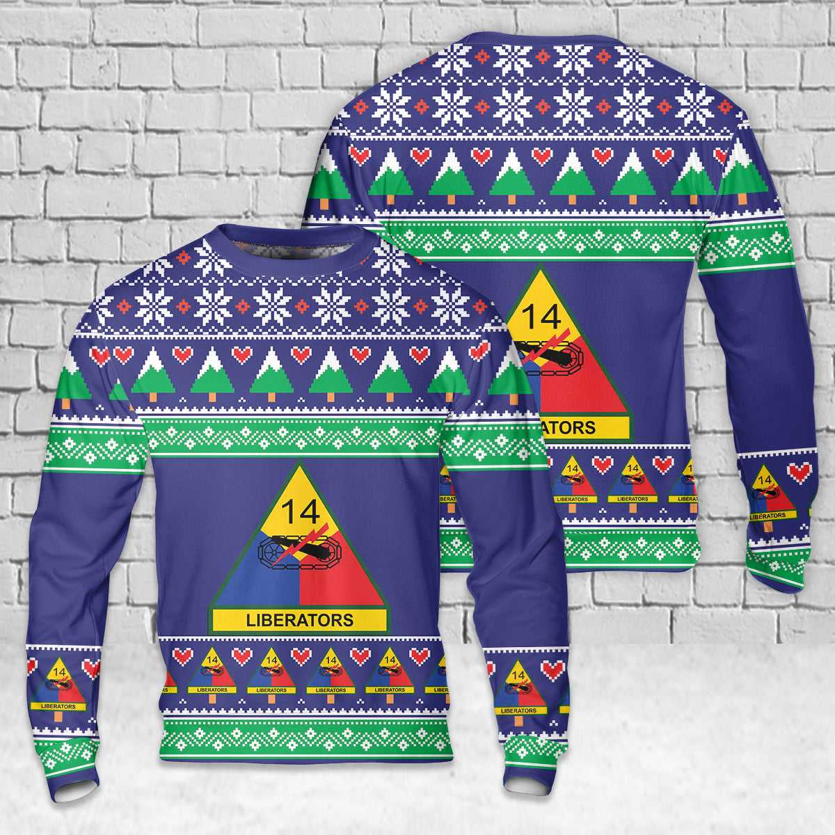 US Army 14th Armored Division (14th AD) Christmas AOP Sweater