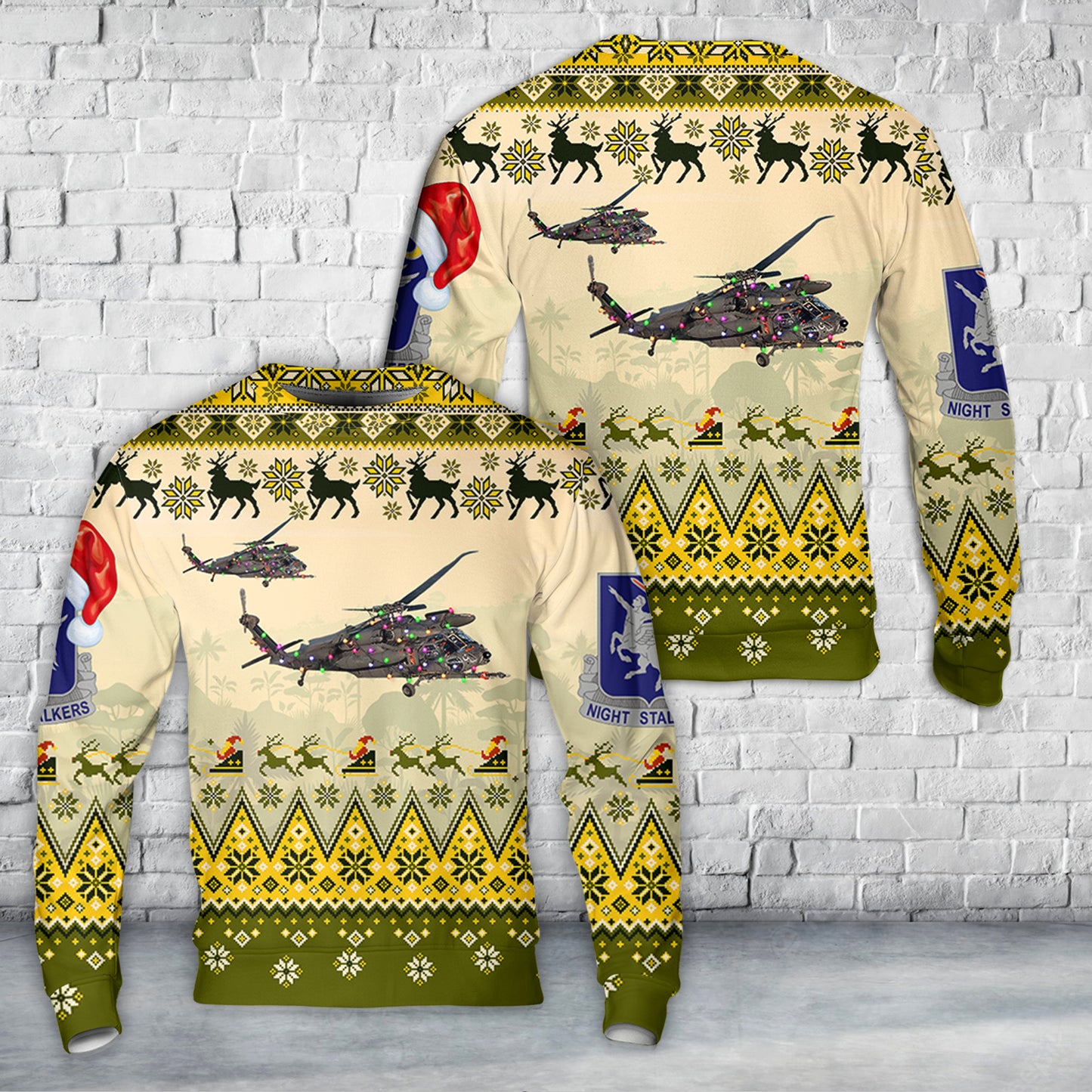 US Army 160th SOAR MH-60K Black Hawk Christmas AOP Sweater