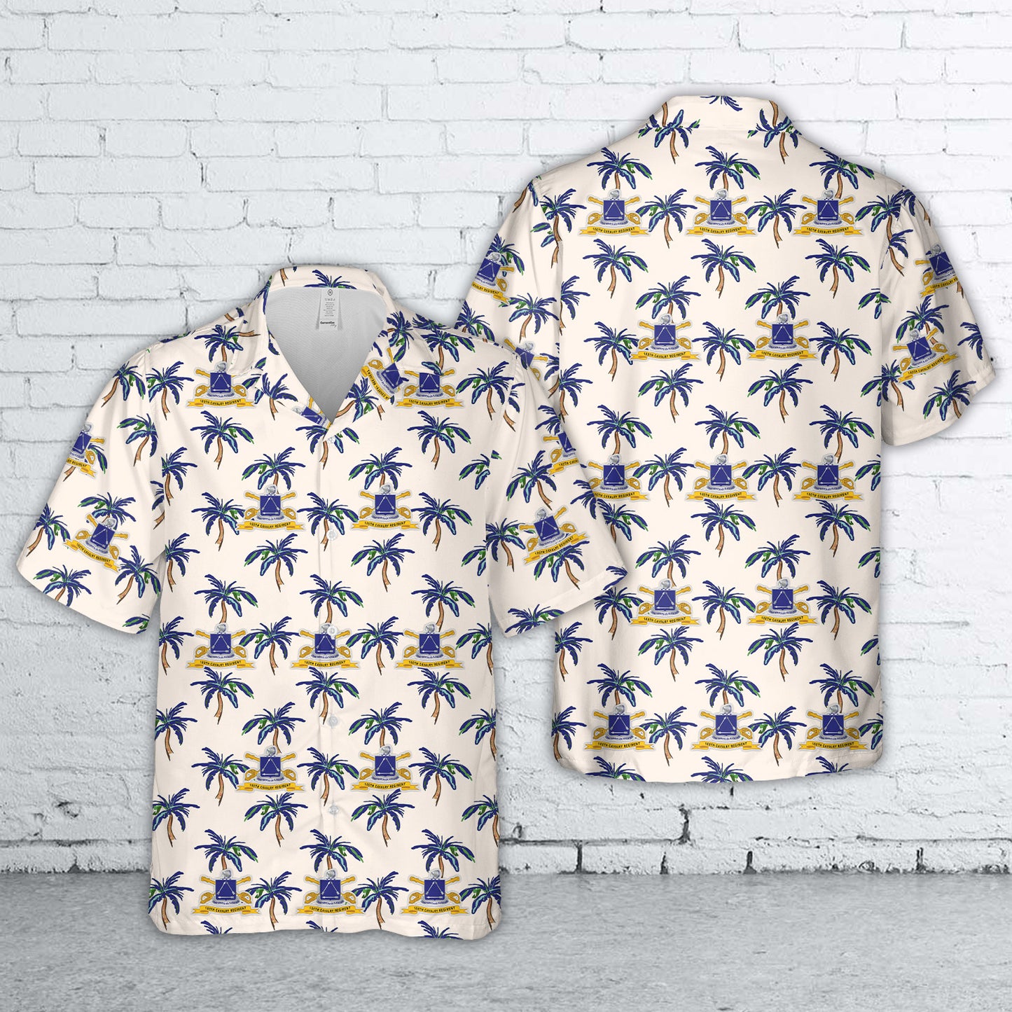 US Army 180th Cavalry Regiment w Br Ribbon Hawaiian Shirt