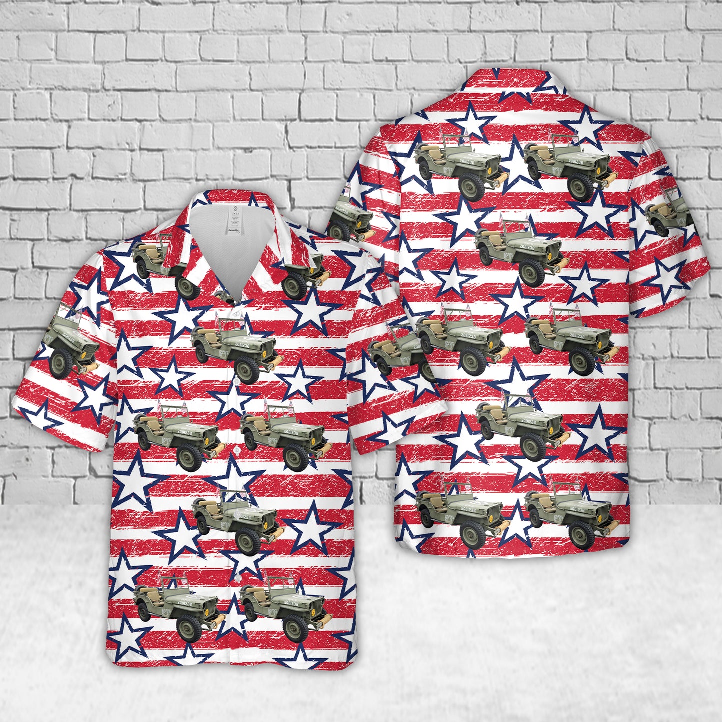 US Army 1942 Willys Military Jeep, 4th Of July Hawaiian Shirt