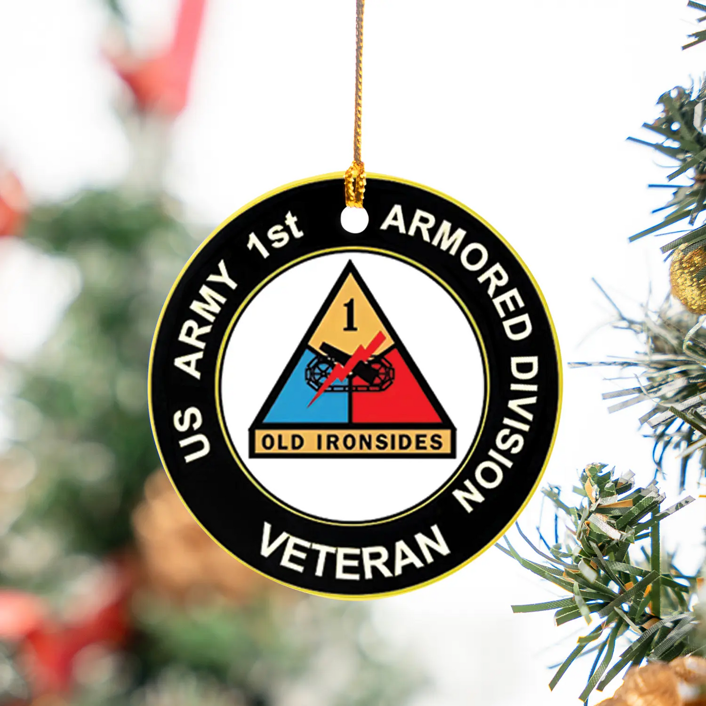 US Army 1st Armored Division Old Ironside Ceramic Ornament