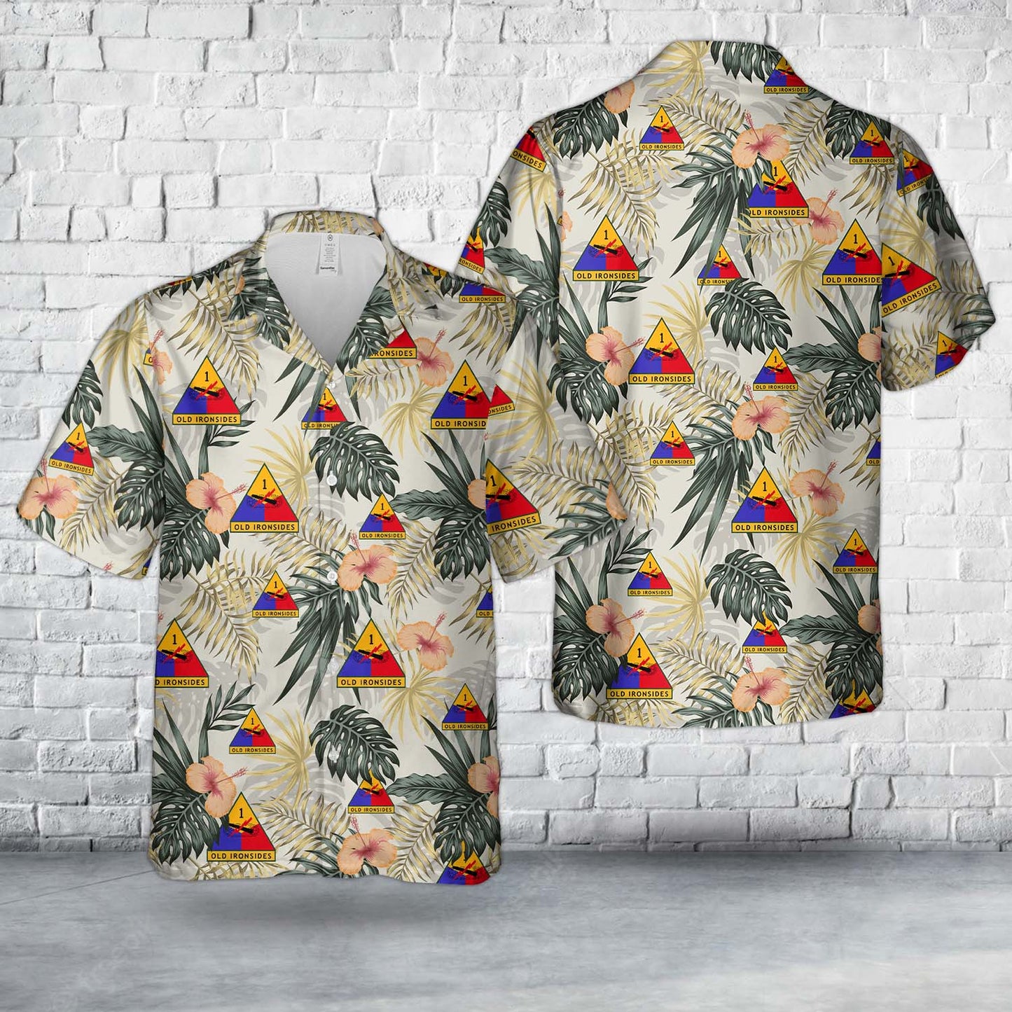 US Army 1st Armored Division Old Ironsides Hawaiian Shirt