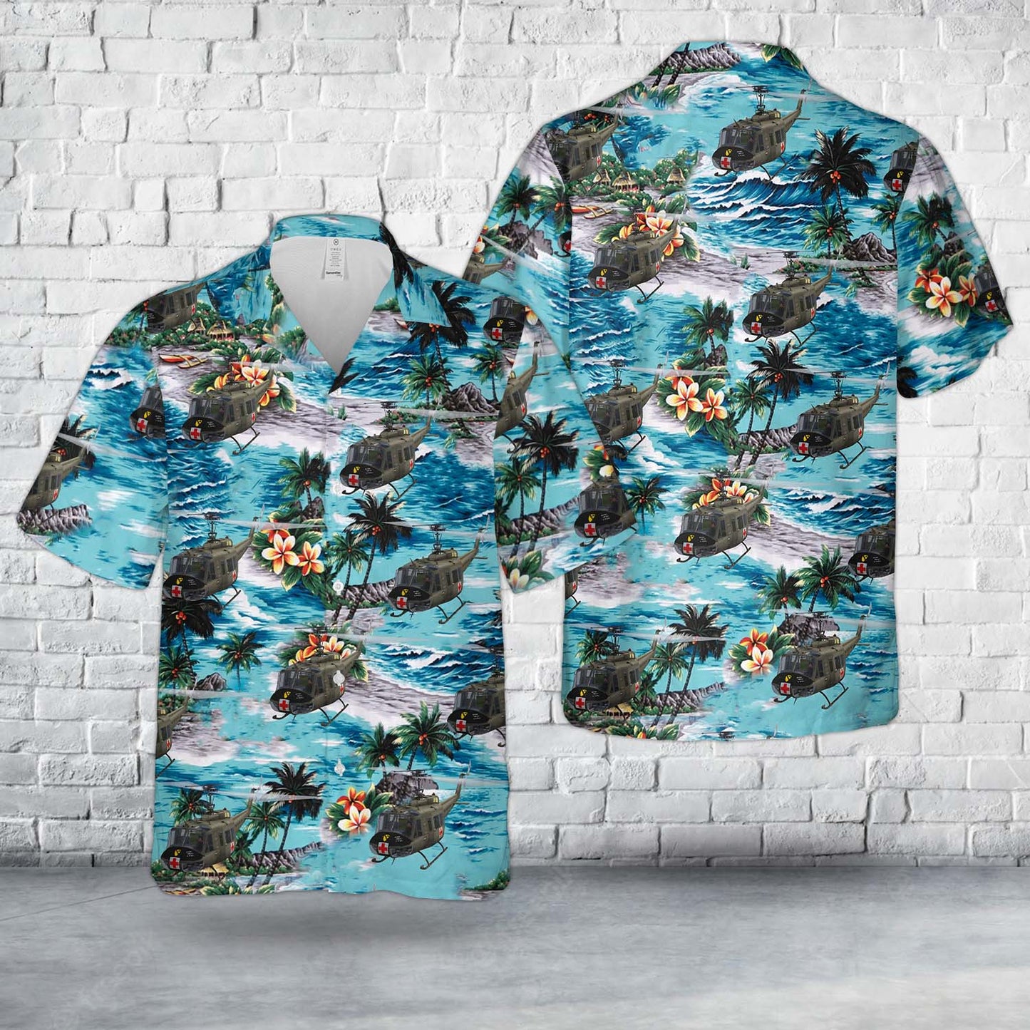 US Army 1st Calvary Medevac UH-1H Hawaiian Shirt