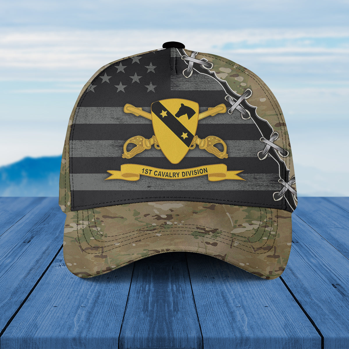 US Army 1st Cavalry Division - DUI w Br - Ribbon Baseball Cap