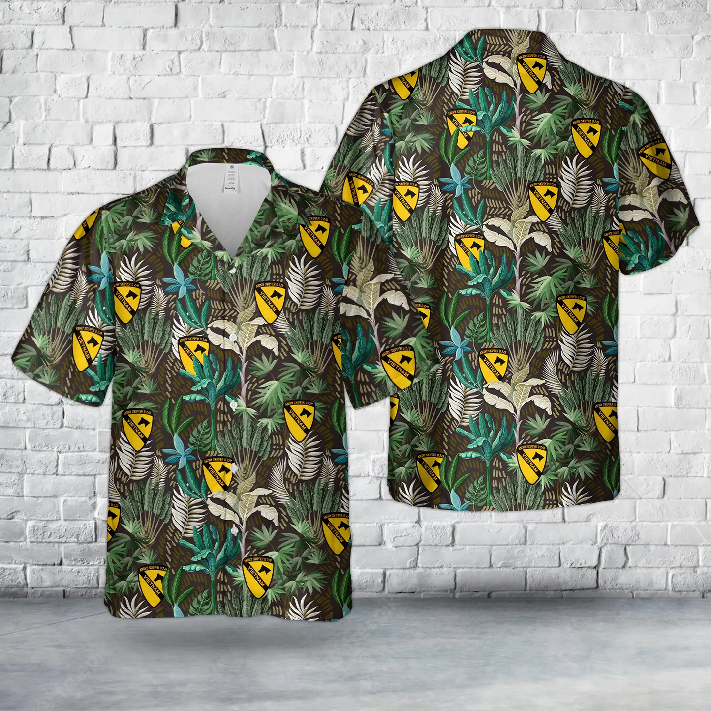 US Army 1st Cavalry Division Patch - Angry Skipper D 2/8 Vietnam Hawaiian Shirt