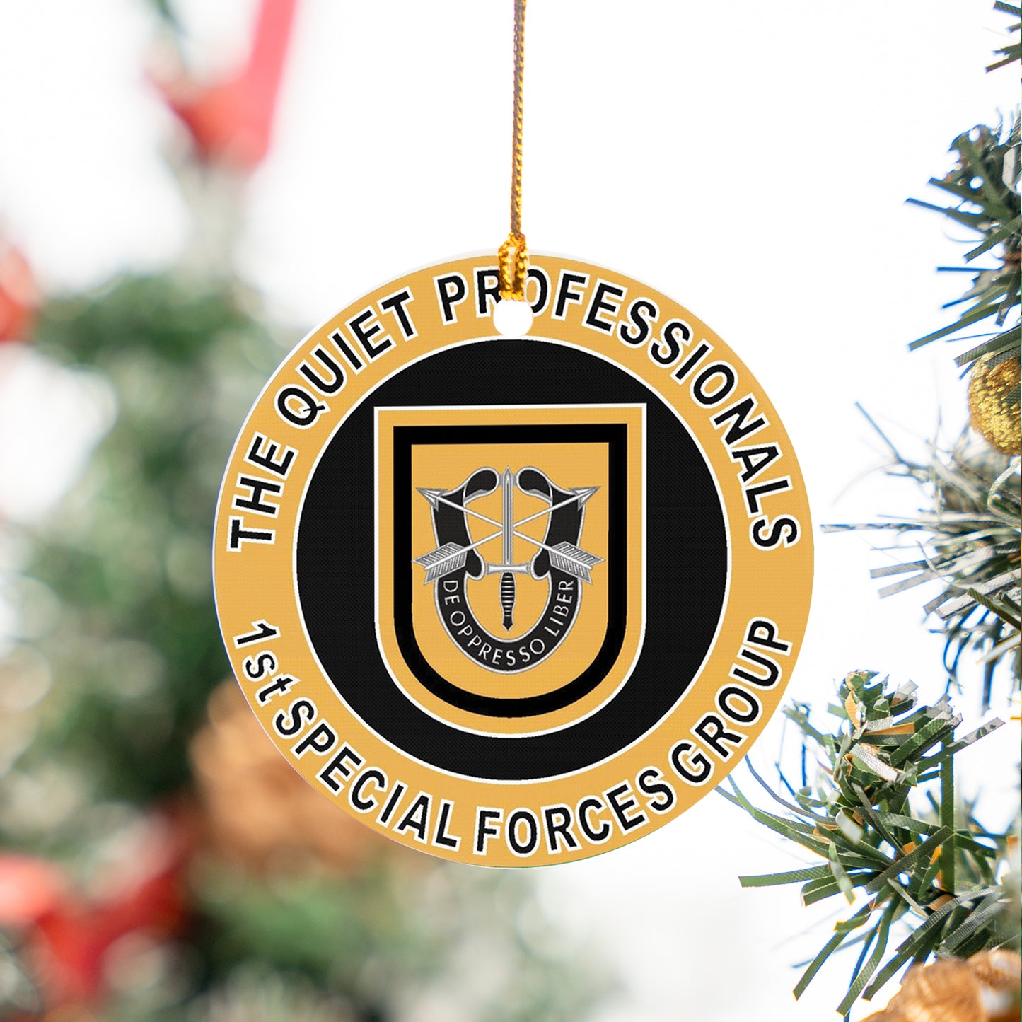 US Army 1st Special Forces Quiet Professionals Window Bumper Ceramic Ornament