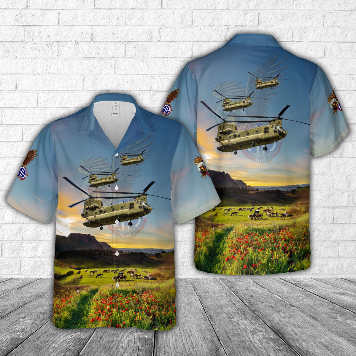 US Army 3-82nd General Support Aviation Battalion CH-47 Chinook Hawaiian Shirt