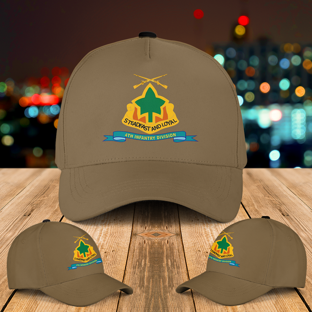 US Army 4th Infantry Division w Br Ribbon Baseball Cap