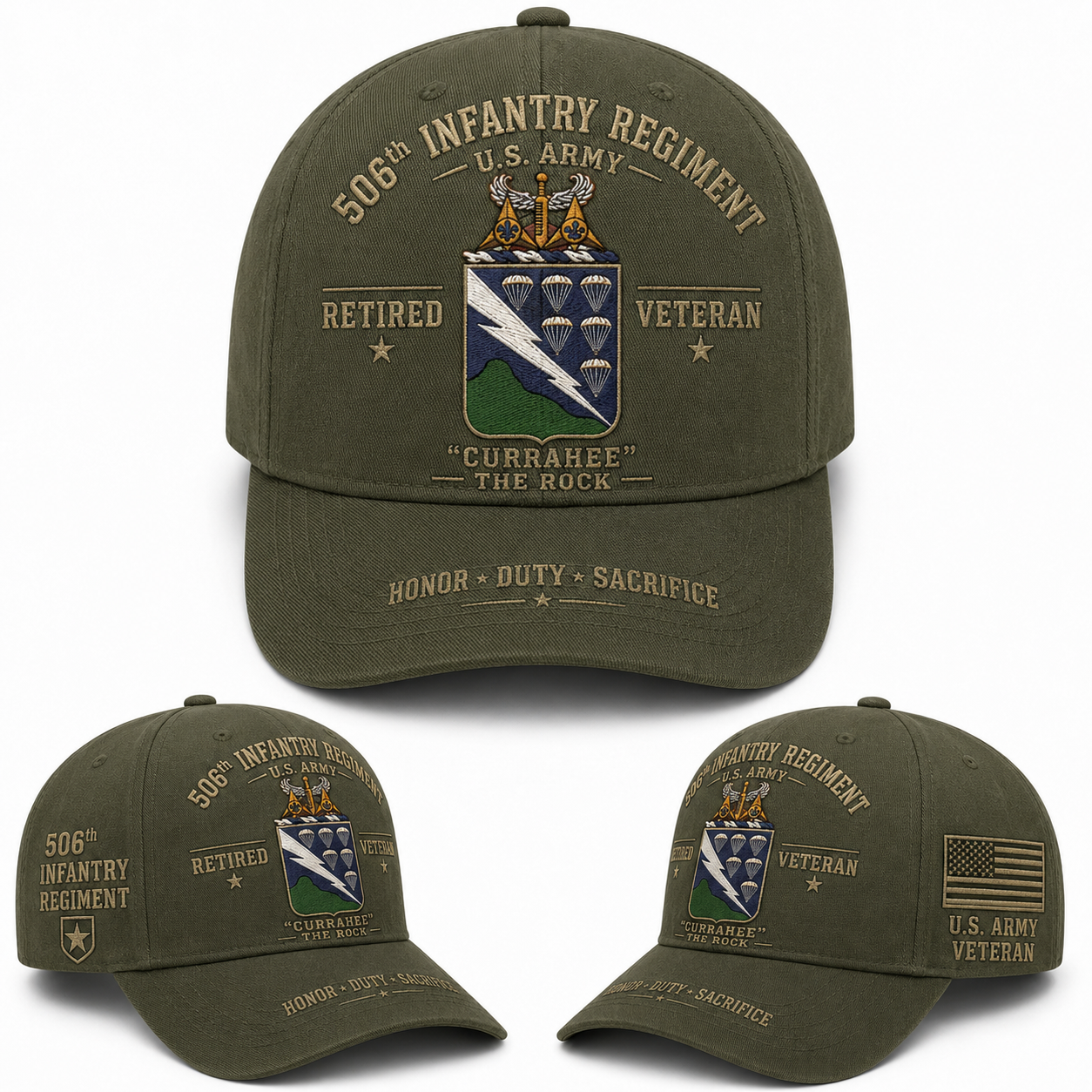 US Army 506th Infantry Regiment Retired Veteran Baseball Cap