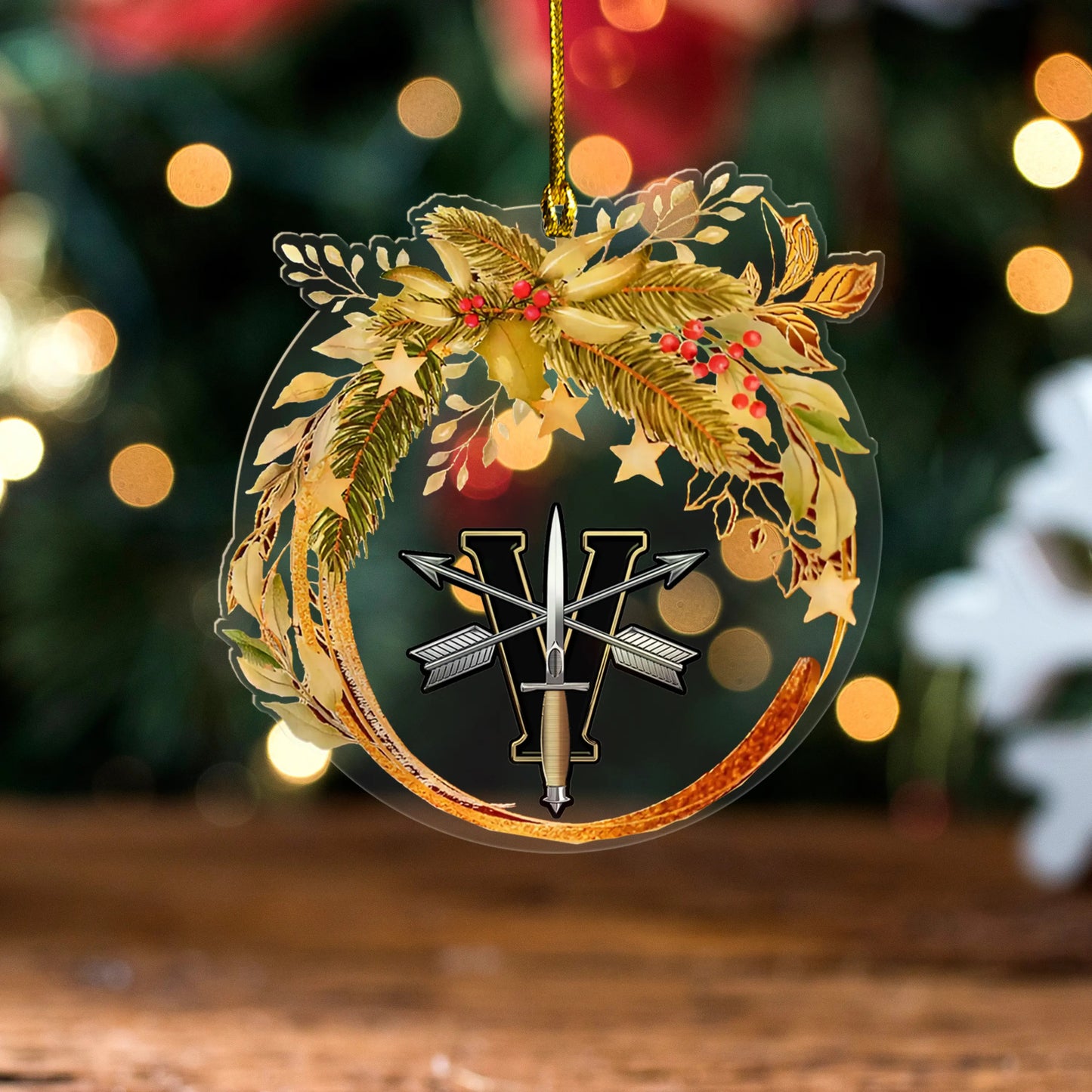US Army 5th Group Special Forces Custom shape Clear 1-sided Acrylic Ornament