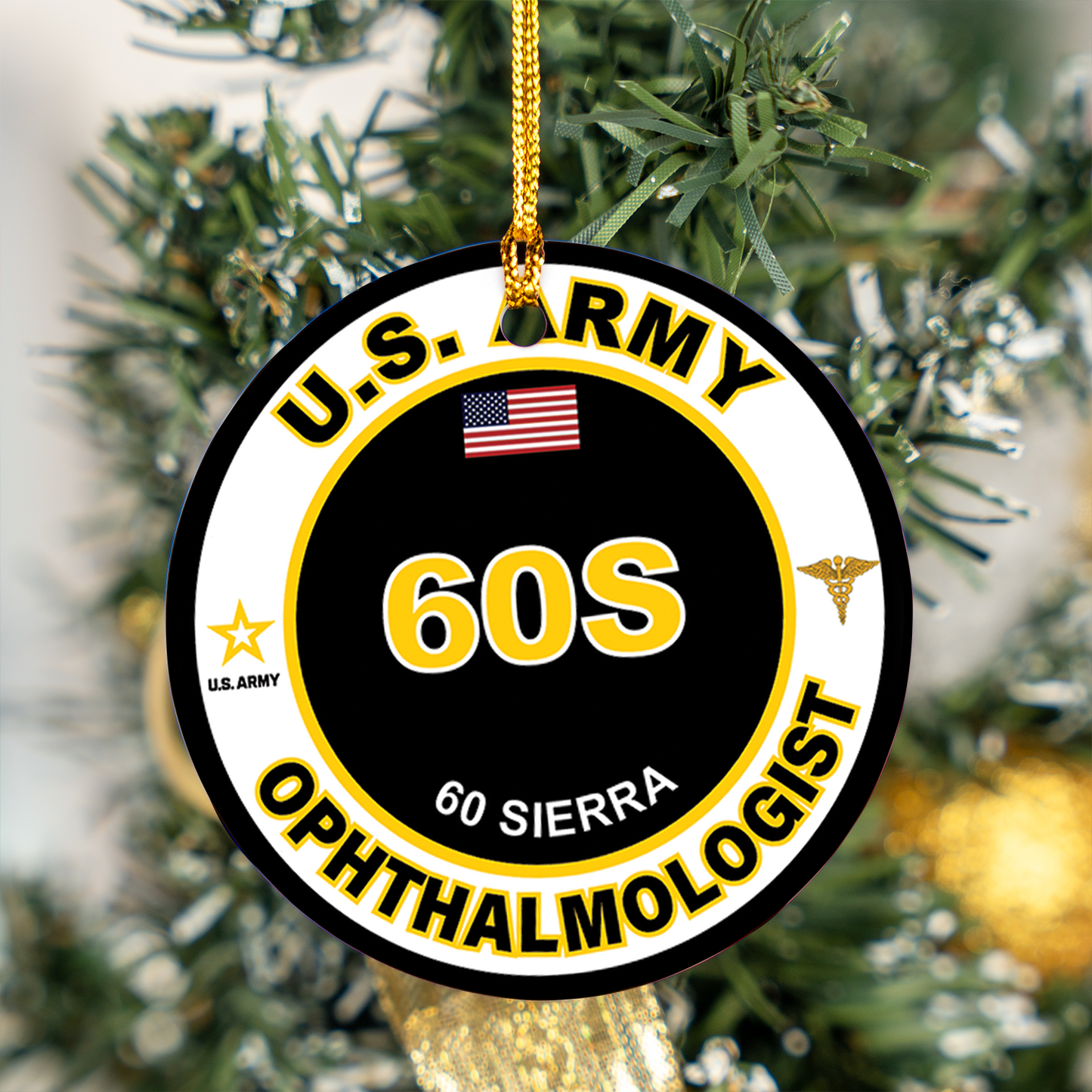 US Army 60S Ophthalmologist MOS Ceramic Ornament