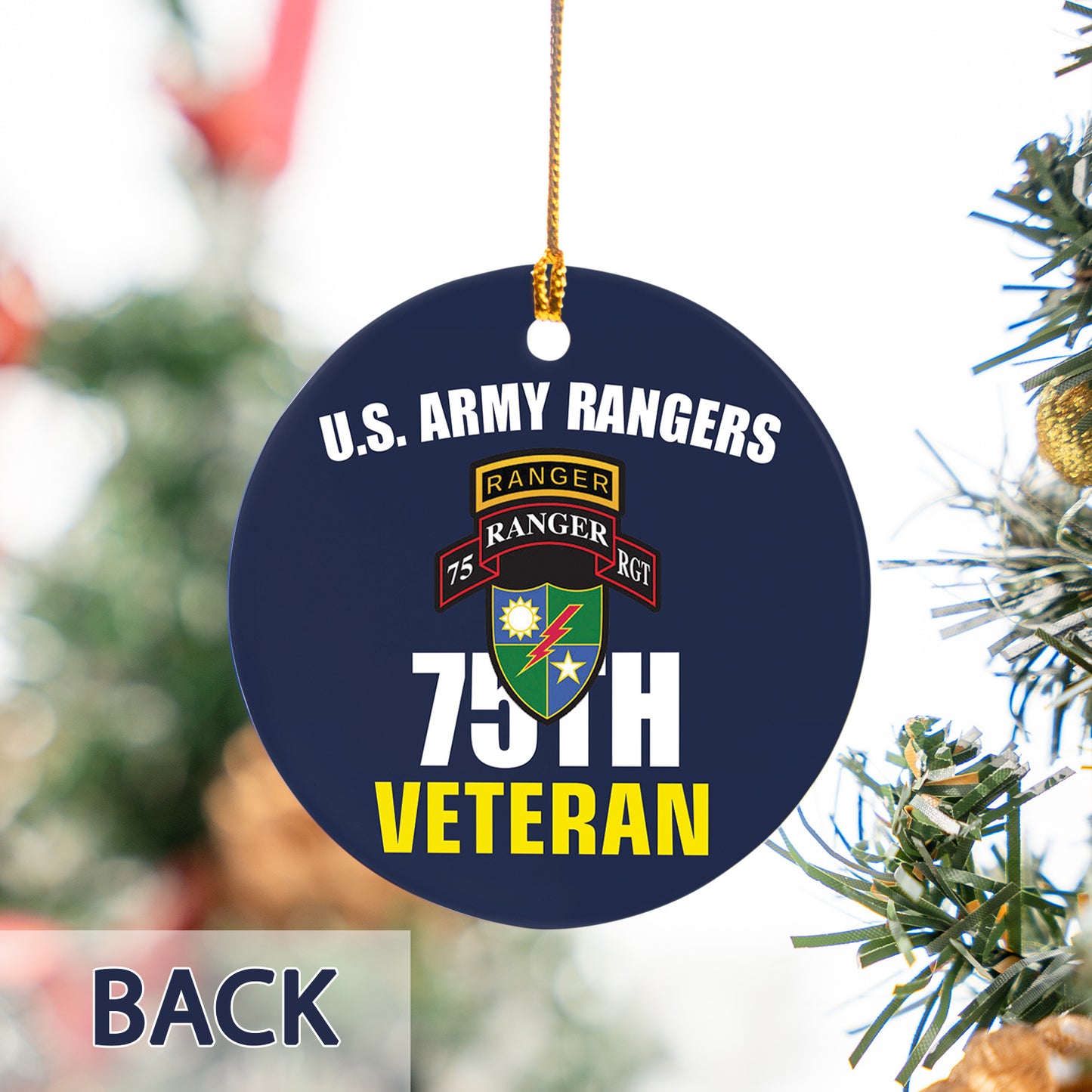 US Army 75th Ranger Regiment Veteran Ceramic Ornament