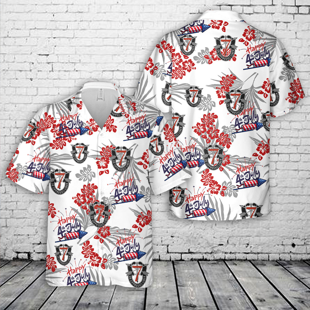 US Army 7th Special Forces Group (7th SFG), 4th Of July Hawaiian Shirt