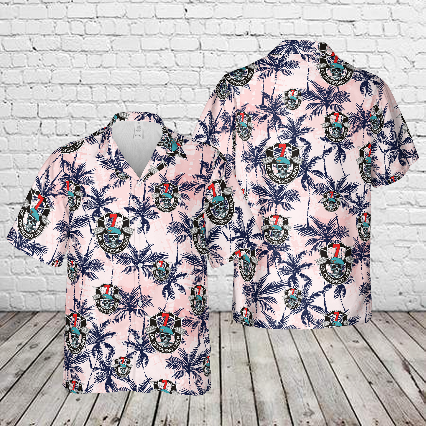 US Army 7th Special Forces Group (7th SFG) De Oppresso Liber Hawaiian Shirt