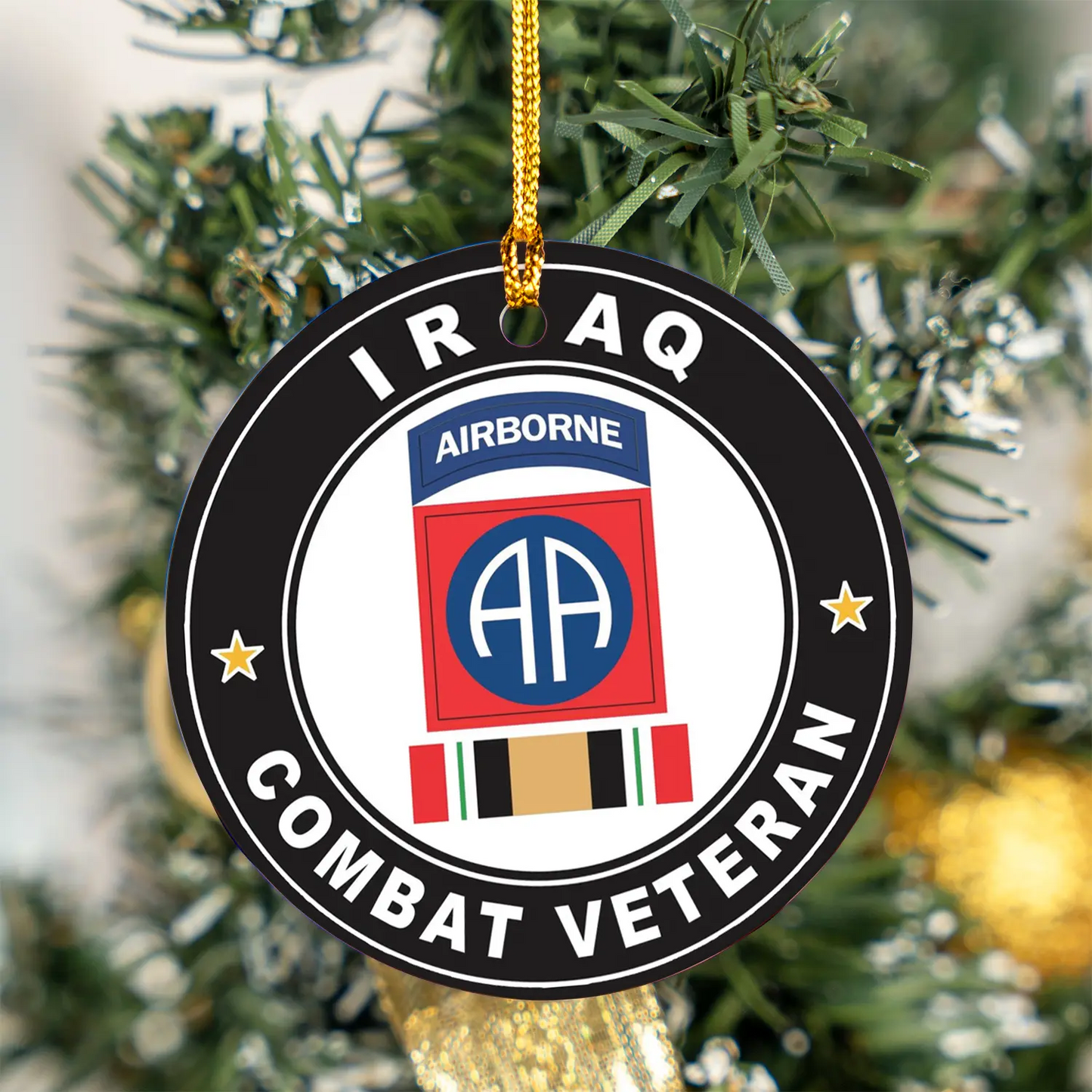 US Army 82nd Airborne Division Iraq Combat Veteran Ceramic Ornament