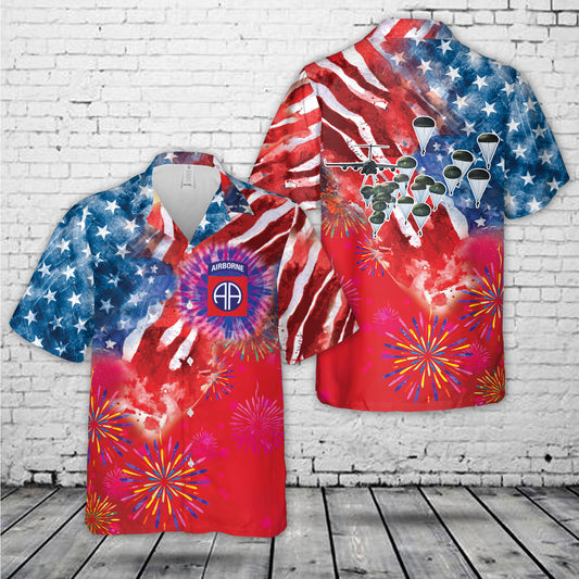 US Army 82nd Airborne Division Paratrooper, 4th Of July Hawaiian Shirt