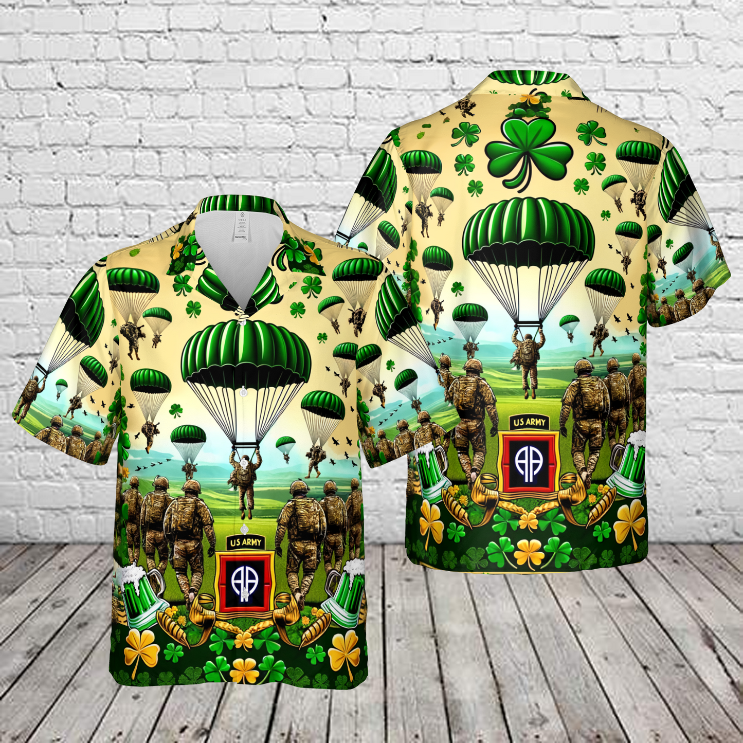 US Army 82nd Airborne Division St Patrick's Day Hawaiian Shirt
