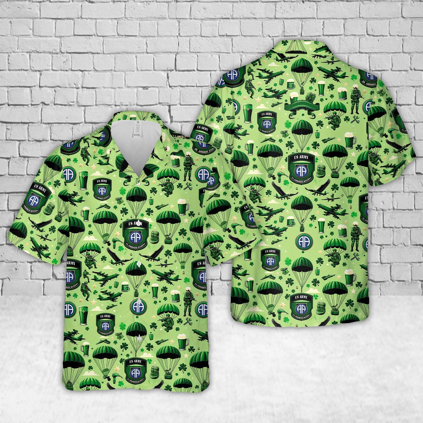 US Army 82nd Airborne Division St Patrick's Day Hawaiian Shirt