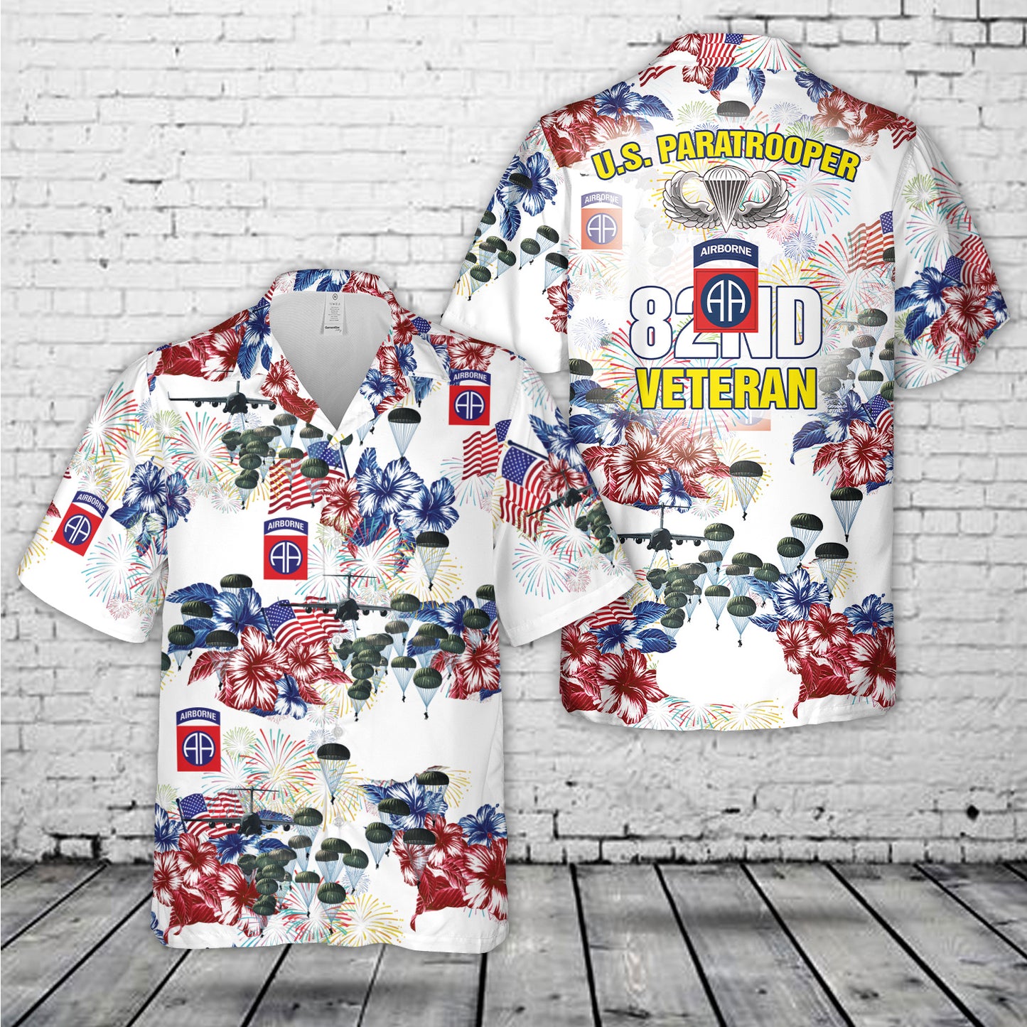 US Army 82nd Airborne Division Veteran Paratrooper, 4th Of July Hawaiian Shirt