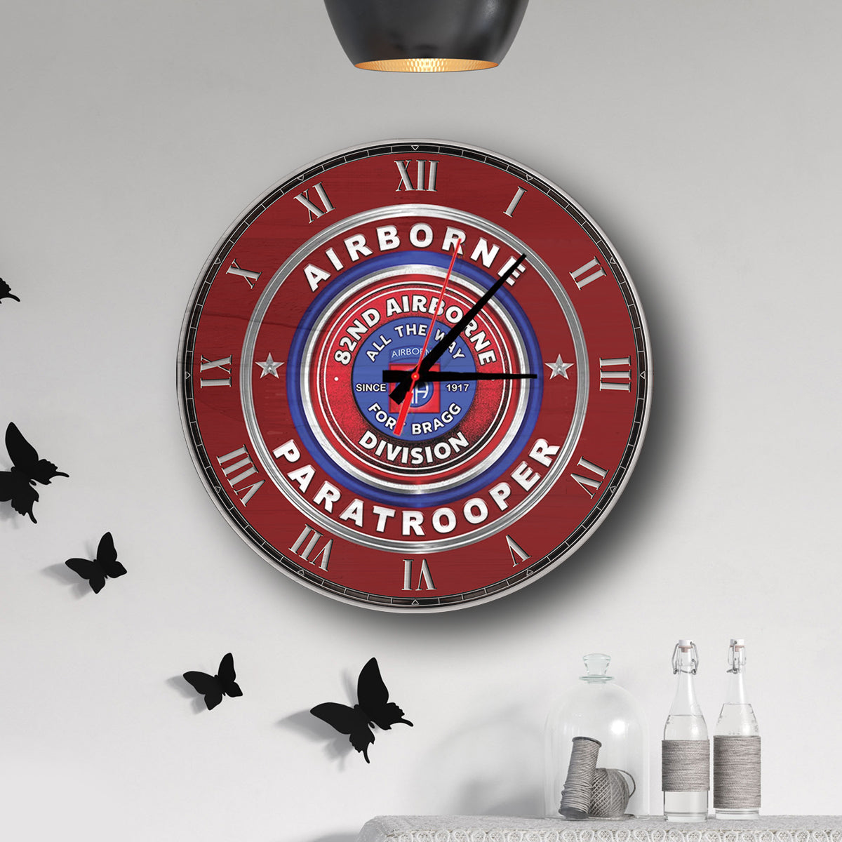 US Army 82nd Airborne Division Wooden Clock