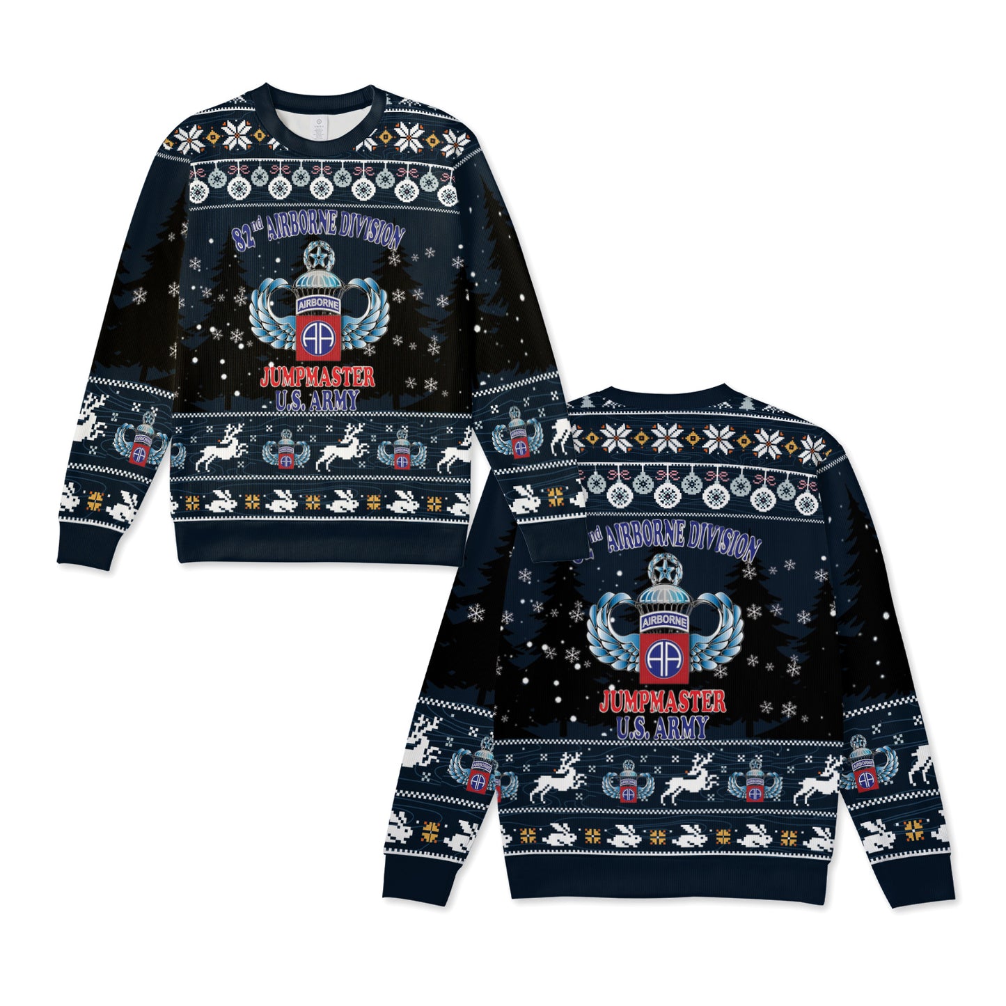 US Army 82nd Airborne Paratrooper Jumpmaster Christmas Knitted Sweater