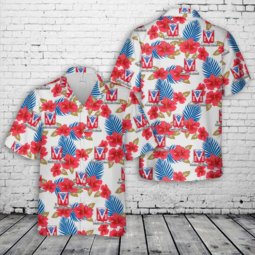 US Army 82nd Brigade Engineer Unit Crest Hawaiian Shirt
