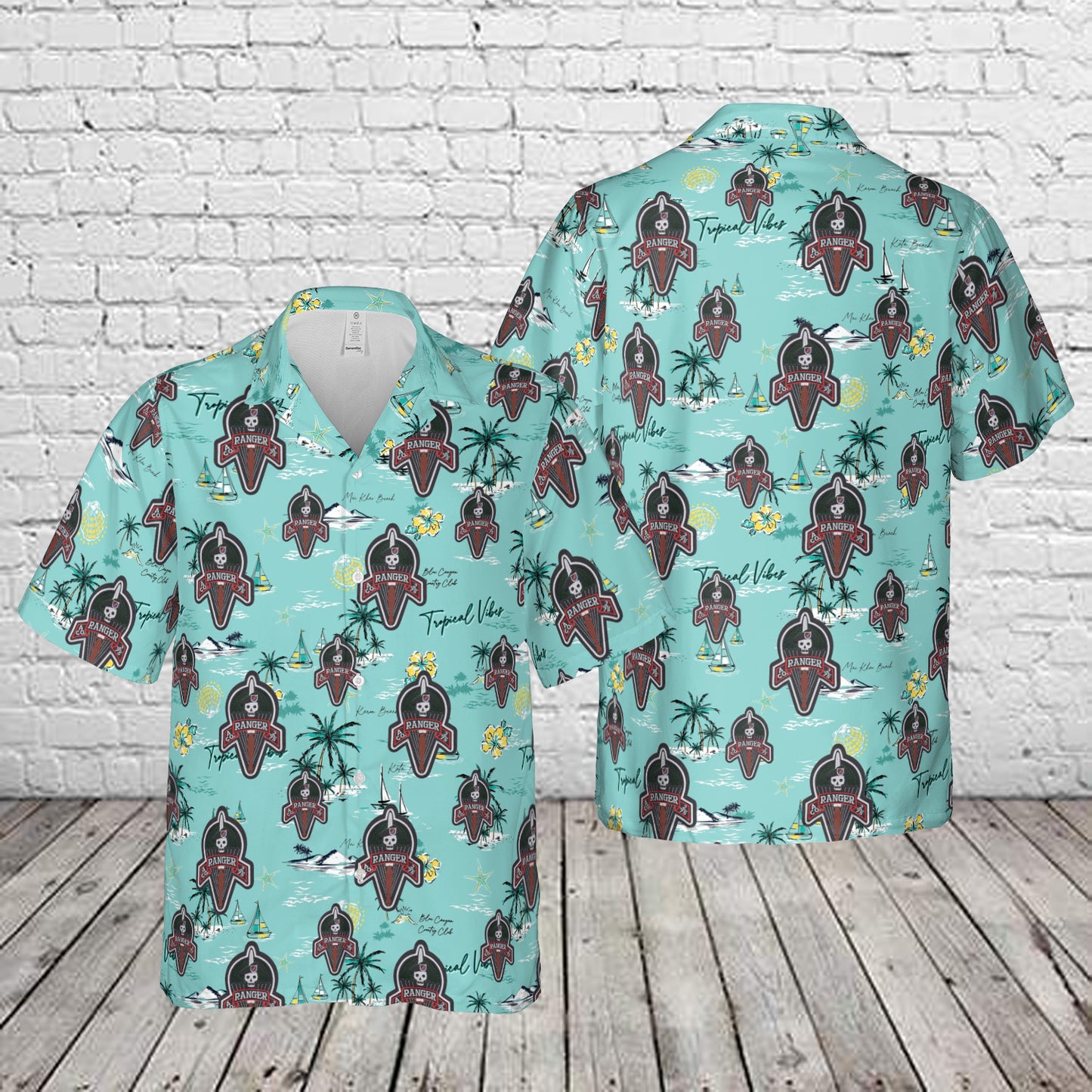 US Army A Co 2/75 A Company 2nd Battalion 75th Ranger Regiment Patch Hawaiian Shirt