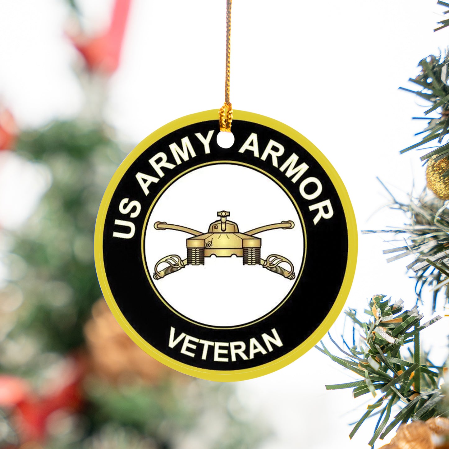 US Army Armor Veteran Ceramic Ornament