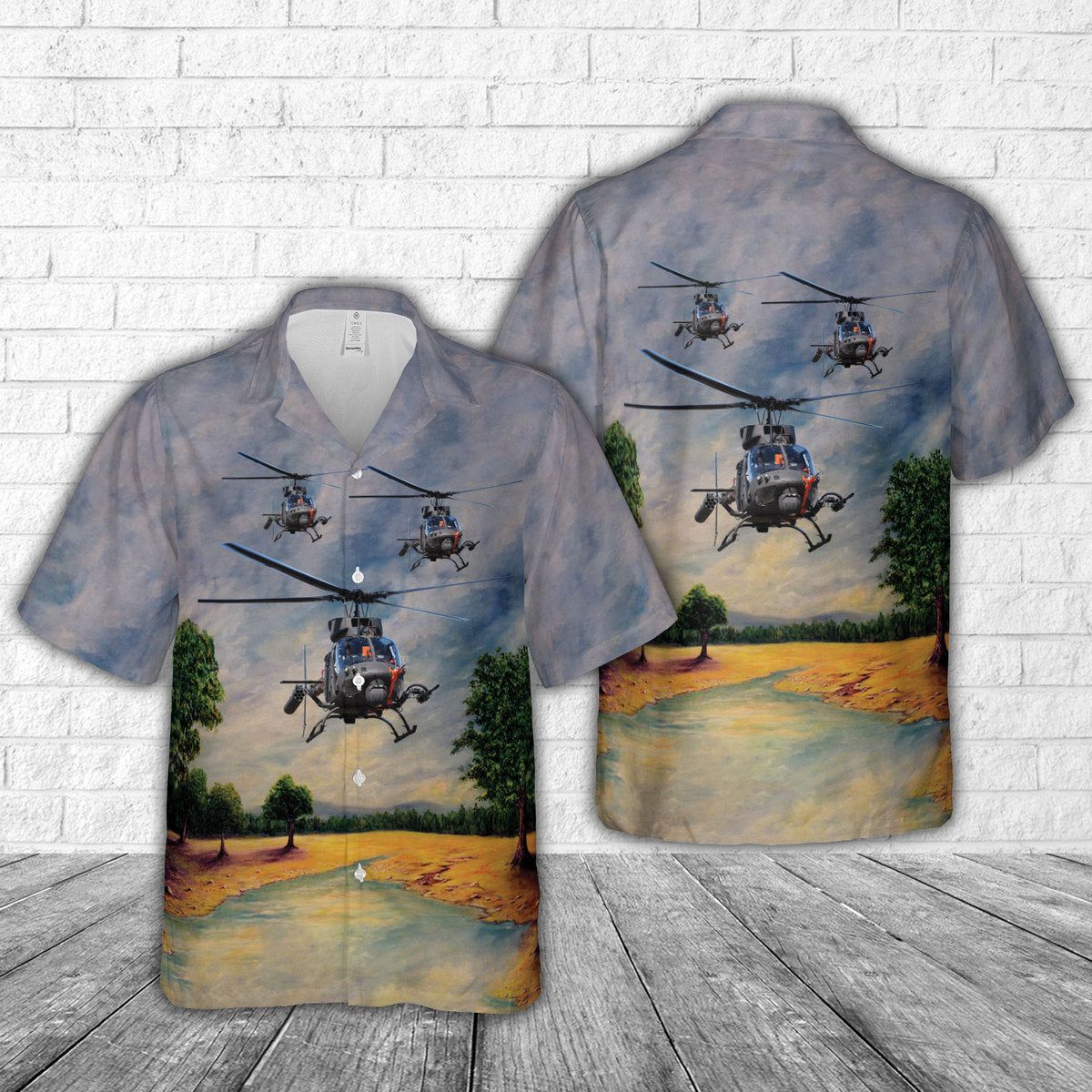 US Army Bell Helicopter OH-58F Hawaiian Shirt