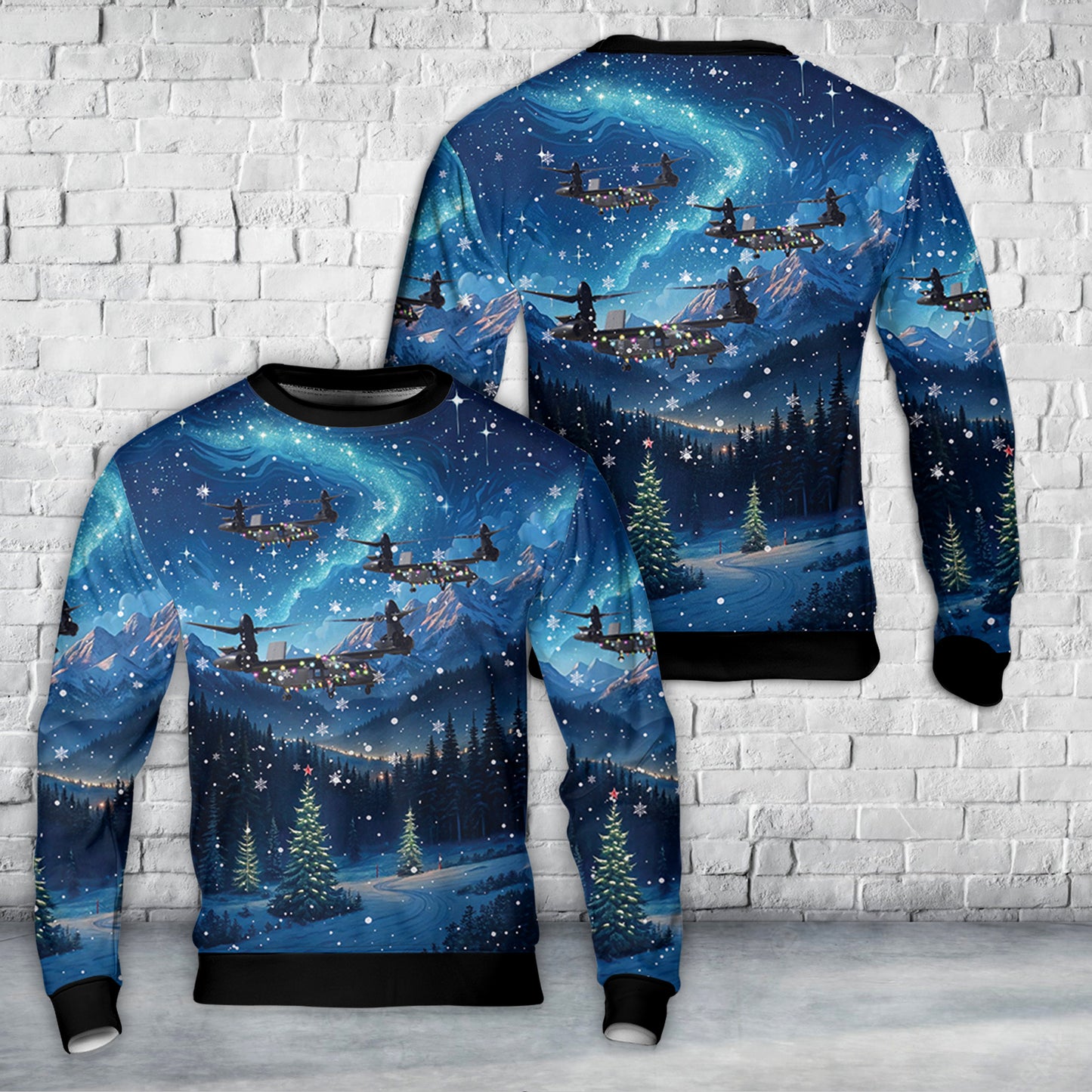 US Army Bell V-280 Valor Flying Over Fort Worth, Texas Christmas AOP Sweater